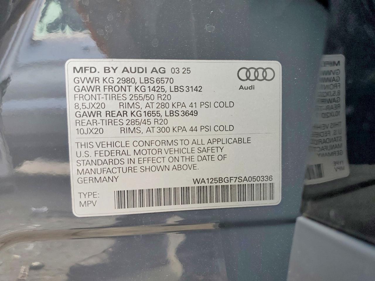 2025 Audi Sq6 E-tron Premium Plus Gray vin: WA125BGF7SA050336
