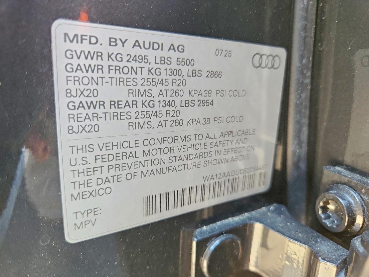 2025 Audi Q5 Premium Plus Charcoal vin: WA12AAGU0S2054467
