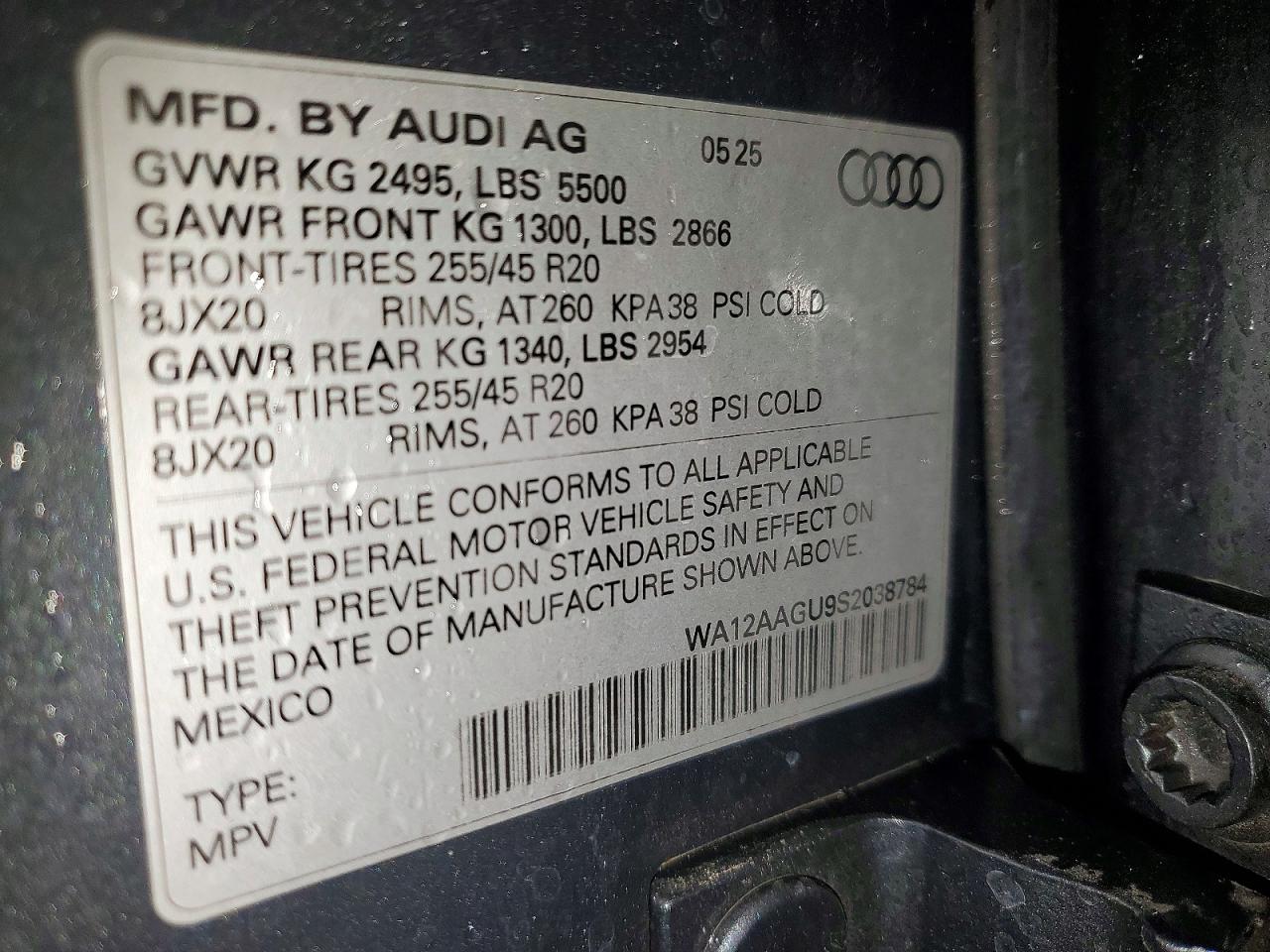 2025 Audi Q5 Premium Plus Gray vin: WA12AAGU9S2038784