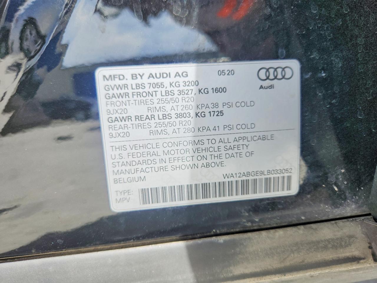 2020 Audi E-tron Sportback Premium Plus Black vin: WA12ABGE9LB033052