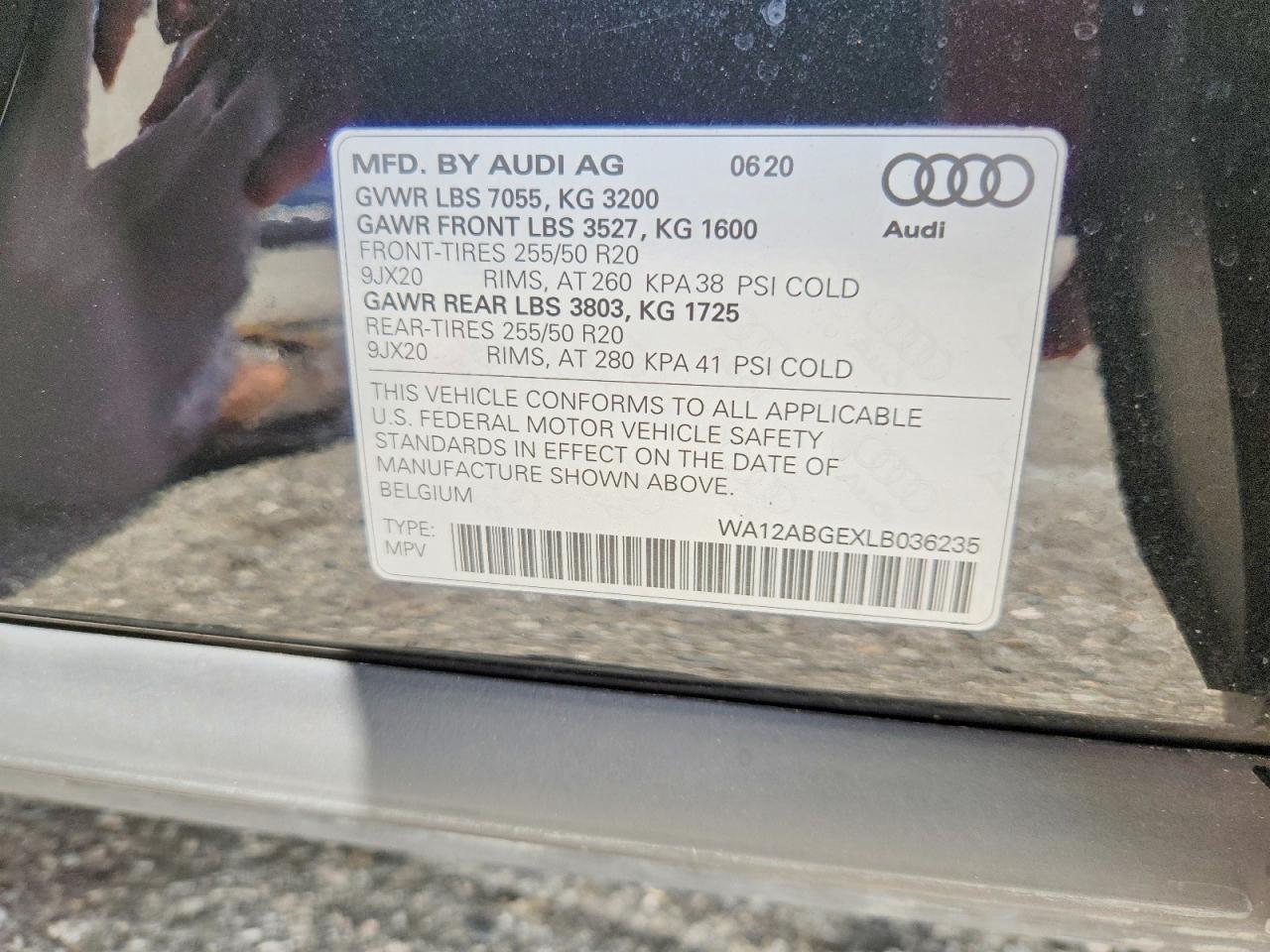 2020 Audi E-tron Sportback Premium Plus Black vin: WA12ABGEXLB036235