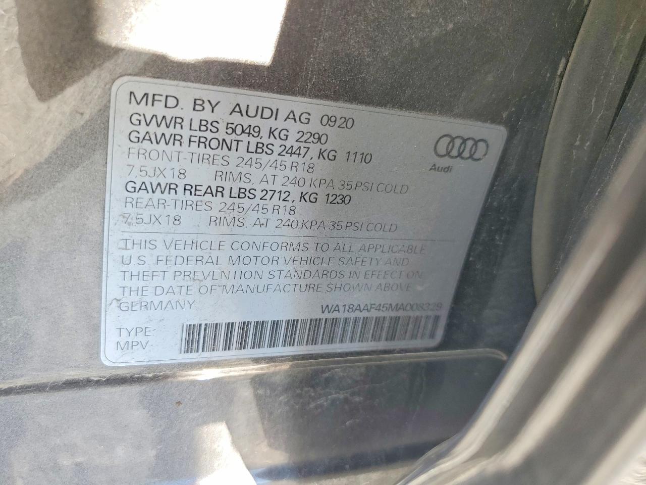 2021 Audi A4 Allroad Premium Plus Gray vin: WA18AAF45MA008329