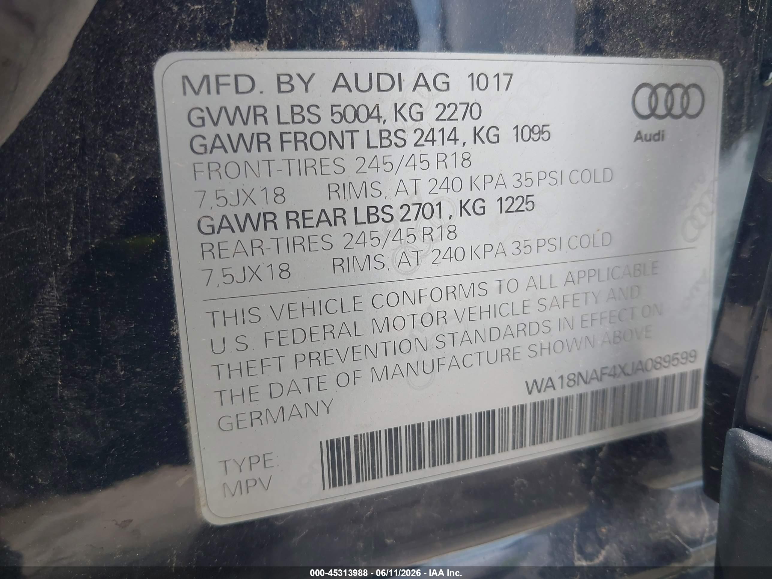 2018 Audi A4 Allroad 2.0t Premium Синий vin: WA18NAF4XJA089599