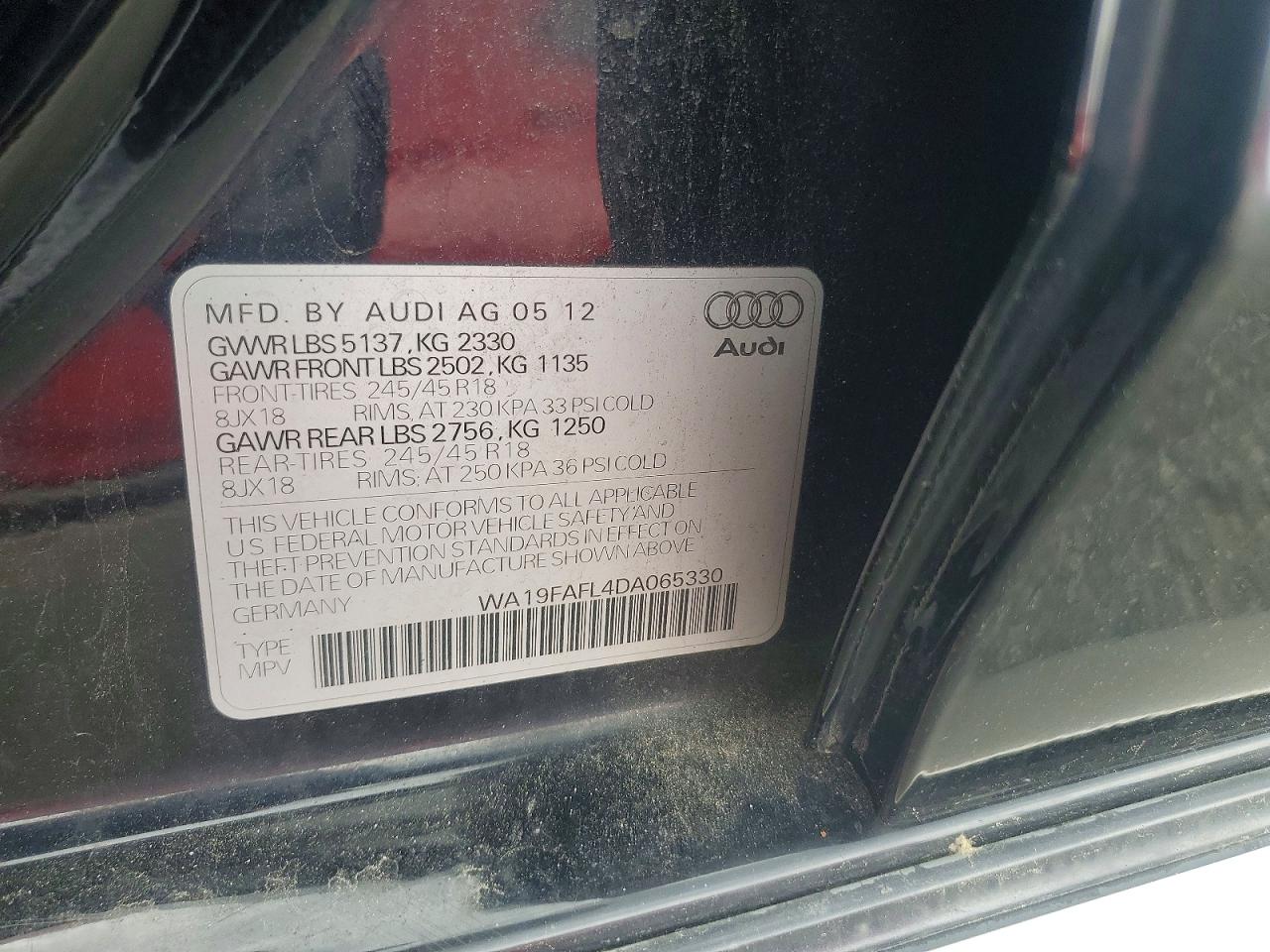 2013 Audi A4 Allroad Premium Gray vin: WA19FAFL4DA065330
