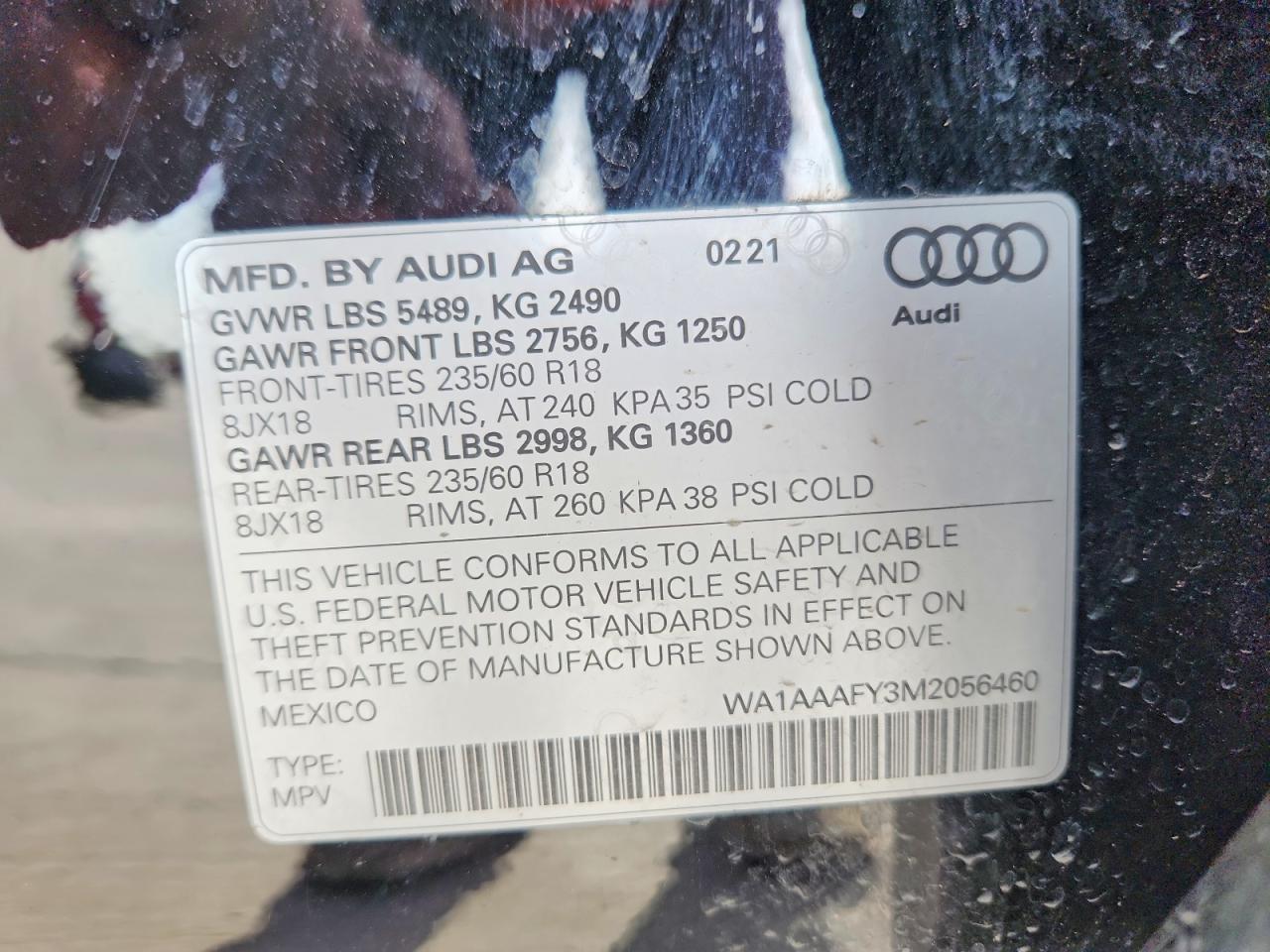 2021 Audi Q5 Premium Black vin: WA1AAAFY3M2056460