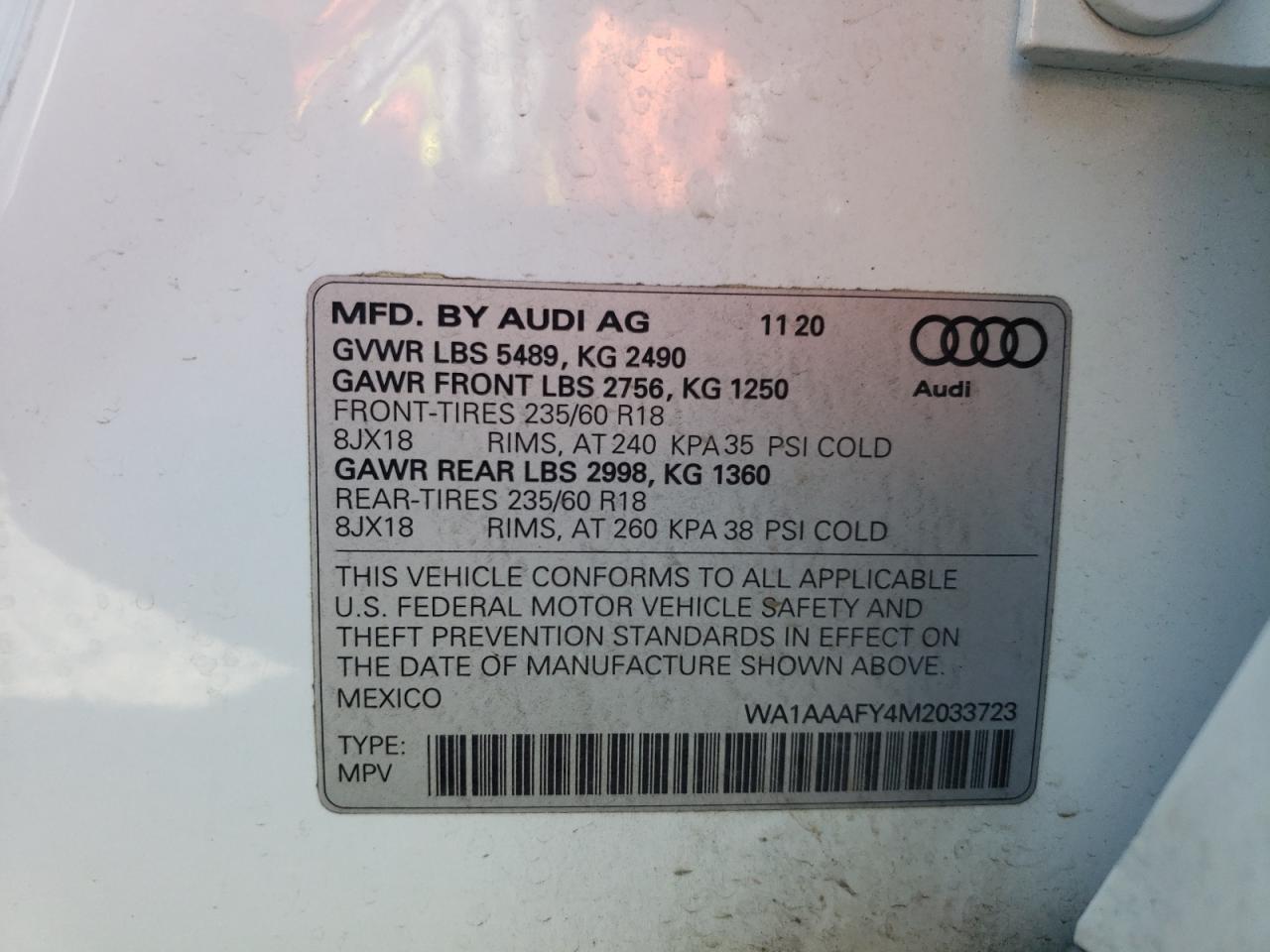 2021 Audi Q5 Premium White vin: WA1AAAFY4M2033723