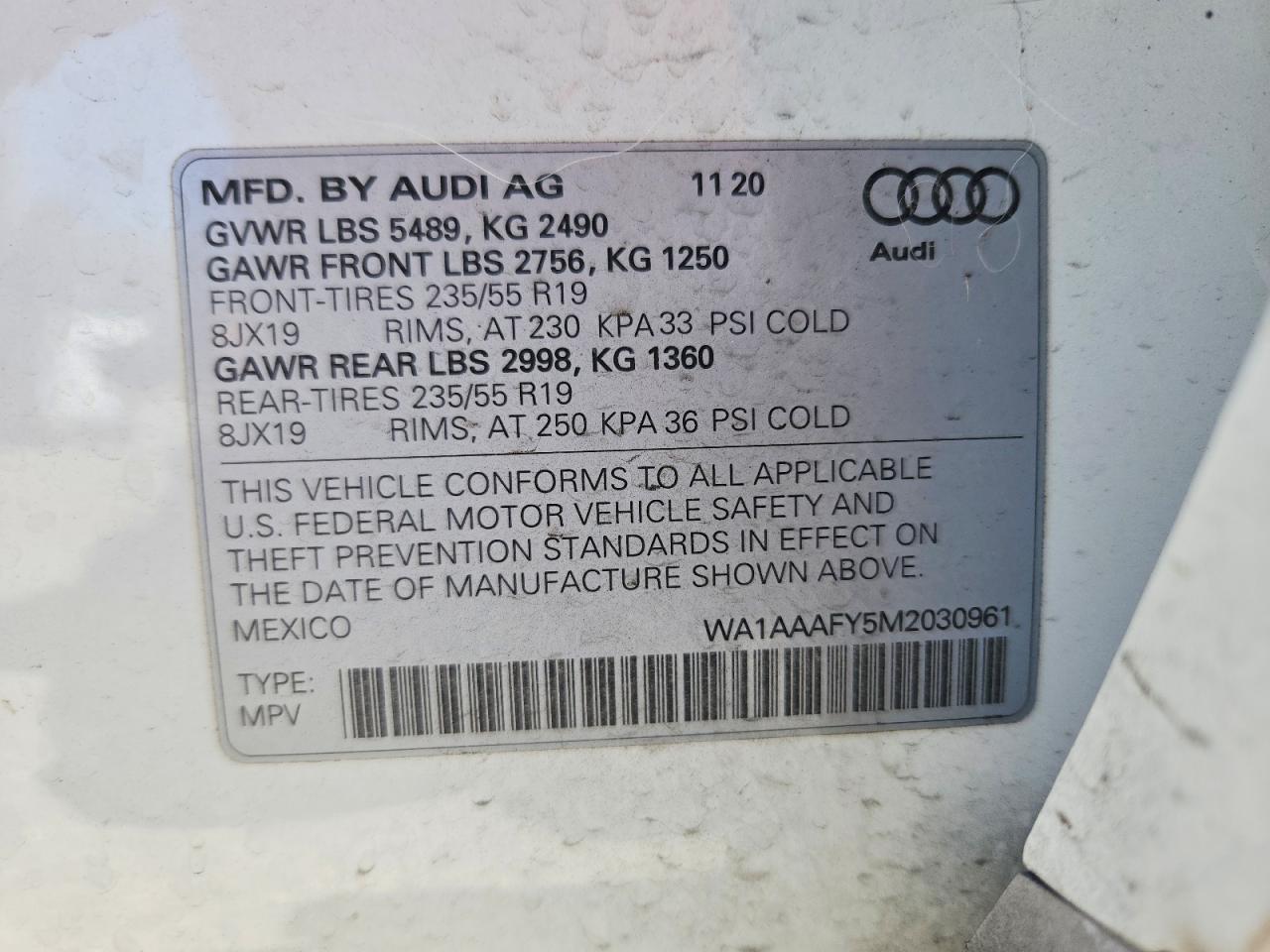 2021 Audi Q5 Premium White vin: WA1AAAFY5M2030961