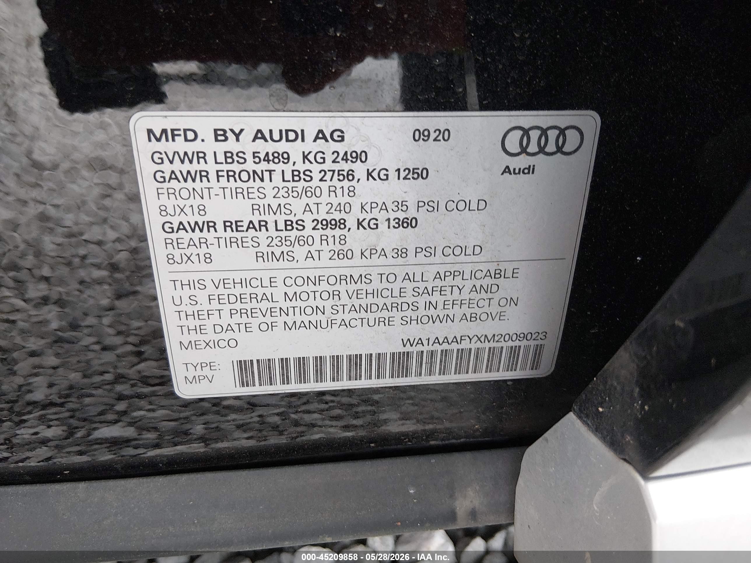 2021 Audi Q5 Premium 45 Tfsi Quattro S Tronic Black vin: WA1AAAFYXM2009023