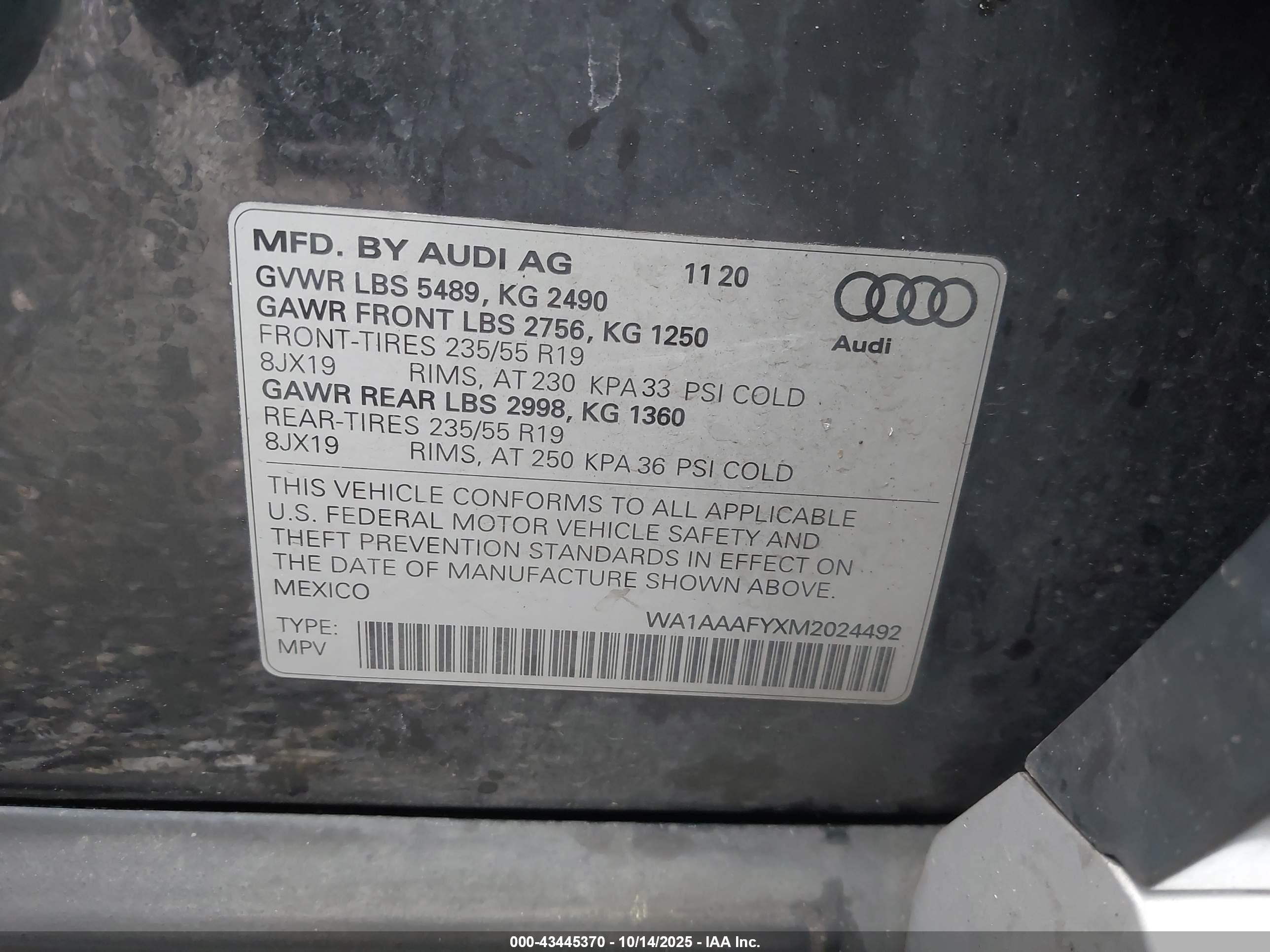 2021 Audi Q5 Premium 45 Tfsi Quattro S Tronic Gray vin: WA1AAAFYXM2024492