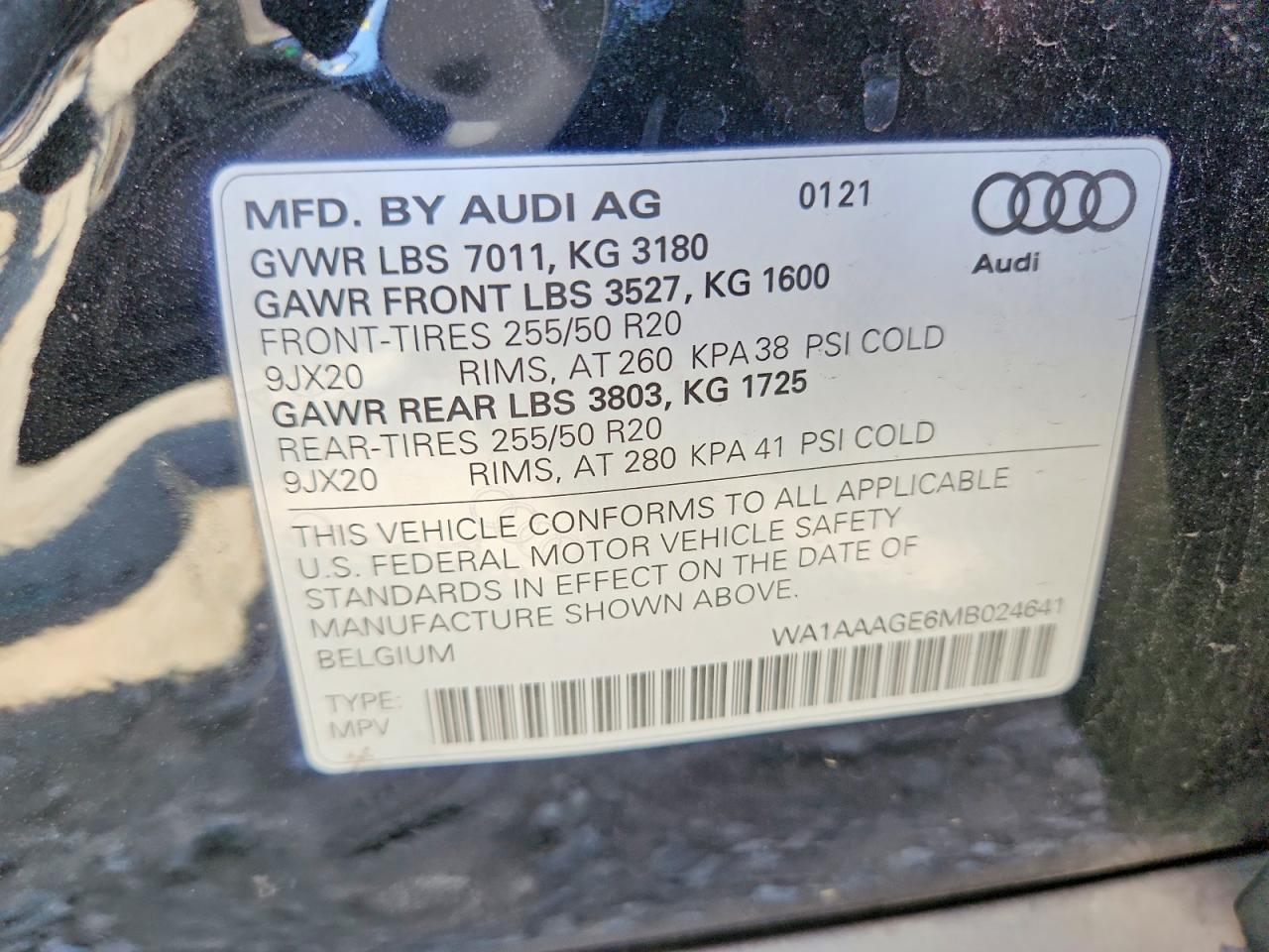 2021 Audi E-tron Premium Gray vin: WA1AAAGE6MB024641