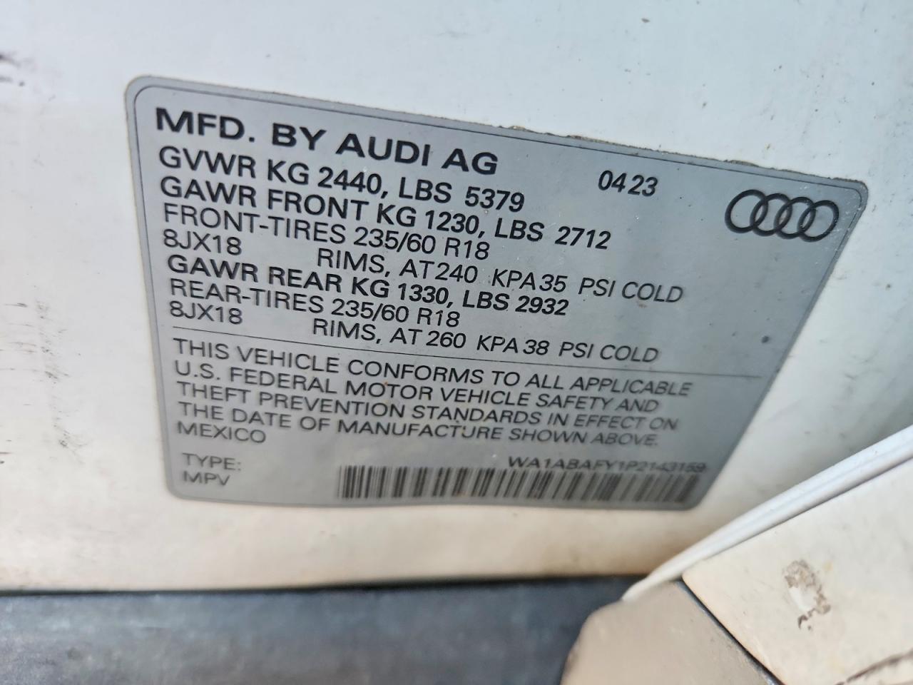 2023 Audi Q5 Premium 40 White vin: WA1ABAFY1P2143159
