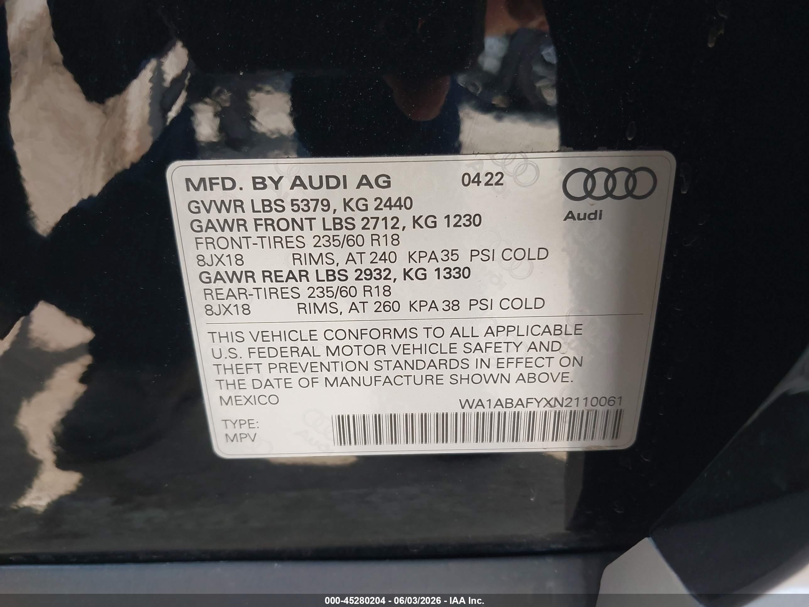 2022 Audi Q5 Premium 40 Tfsi Quattro S Tronic Brown vin: WA1ABAFYXN2110061