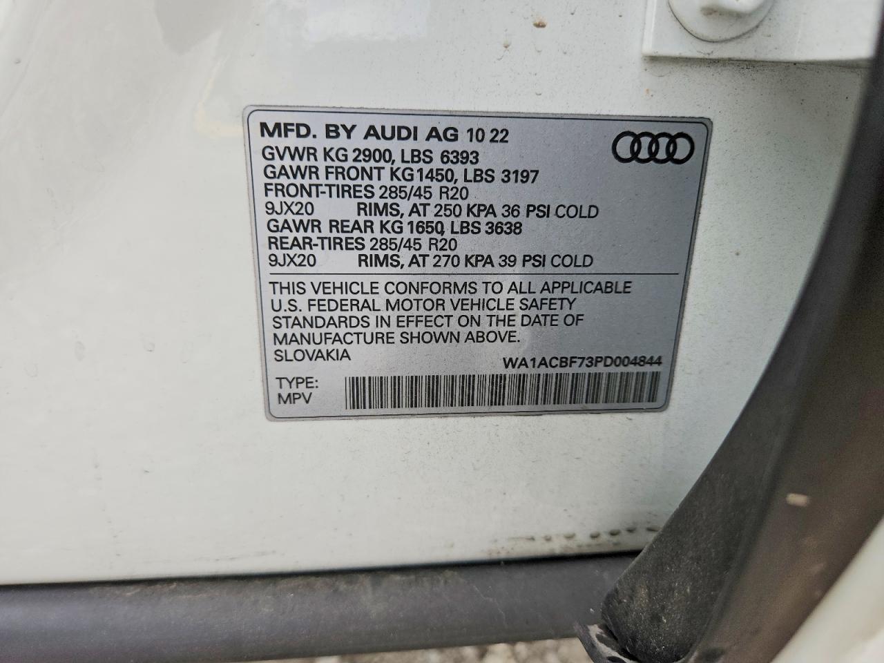 2023 Audi Q7 Premium White vin: WA1ACBF73PD004844