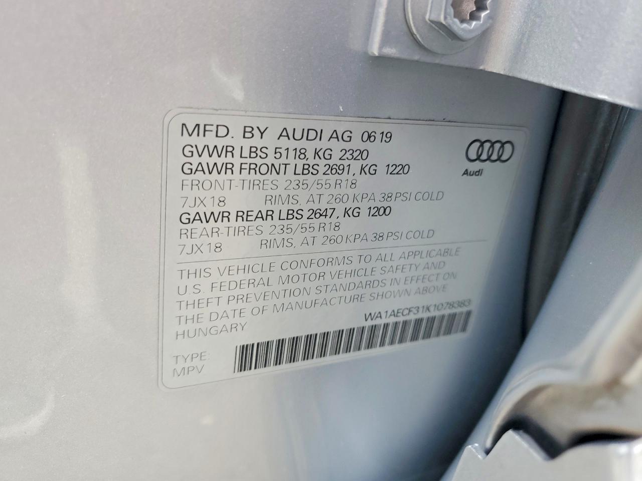 2019 Audi Q3 Premium Gray vin: WA1AECF31K1078383