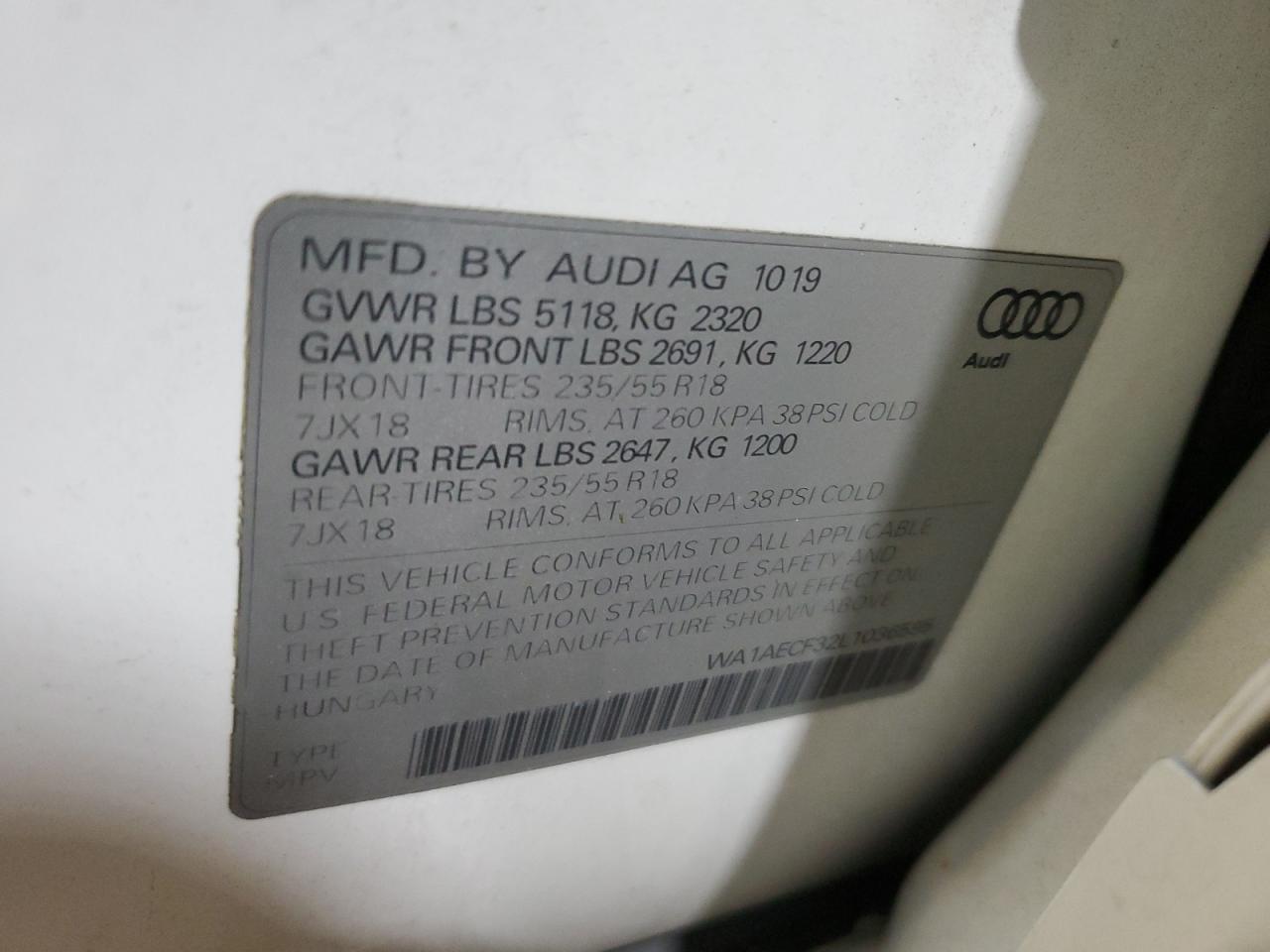 2020 Audi Q3 Premium White vin: WA1AECF32L1036595