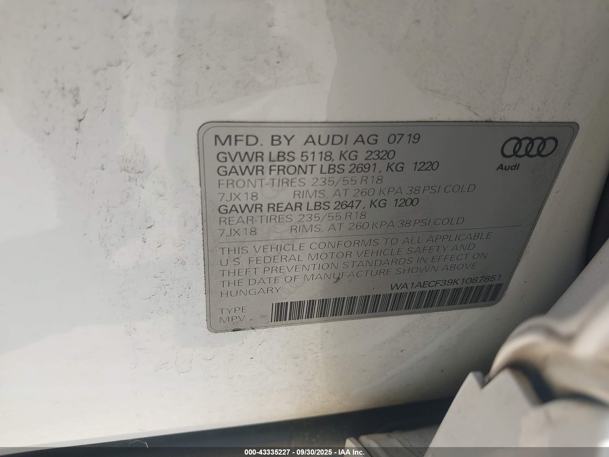 2019 Audi Q3 2.0t Premium White vin: WA1AECF39K1087851