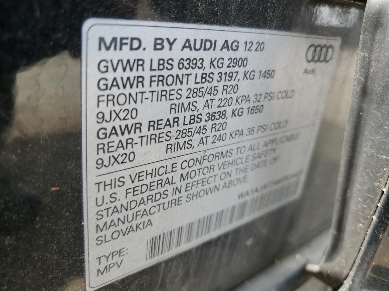 2021 Audi Q7 Premium Black vin: WA1AJAF74MD024421