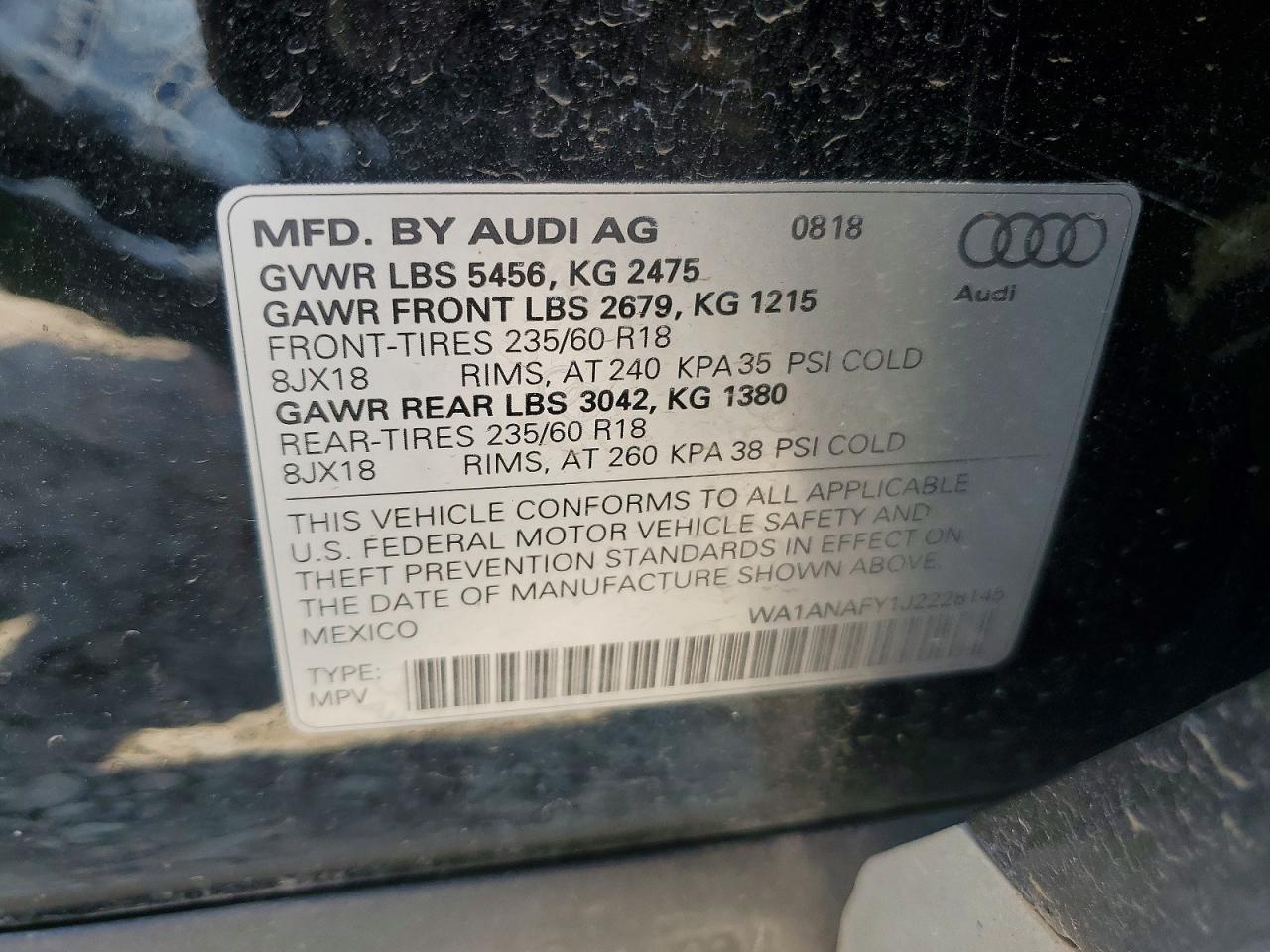 2018 Audi Q5 Premium Black vin: WA1ANAFY1J2228145