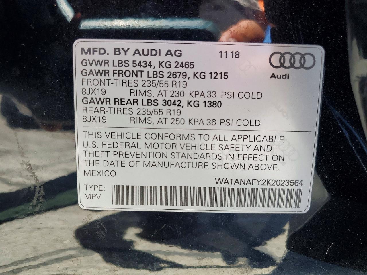 2019 Audi Q5 Premium Black vin: WA1ANAFY2K2023564