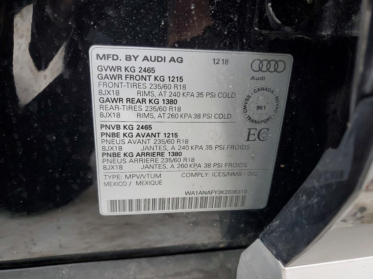 2019 Audi Q5 Premium Black vin: WA1ANAFY3K2036310