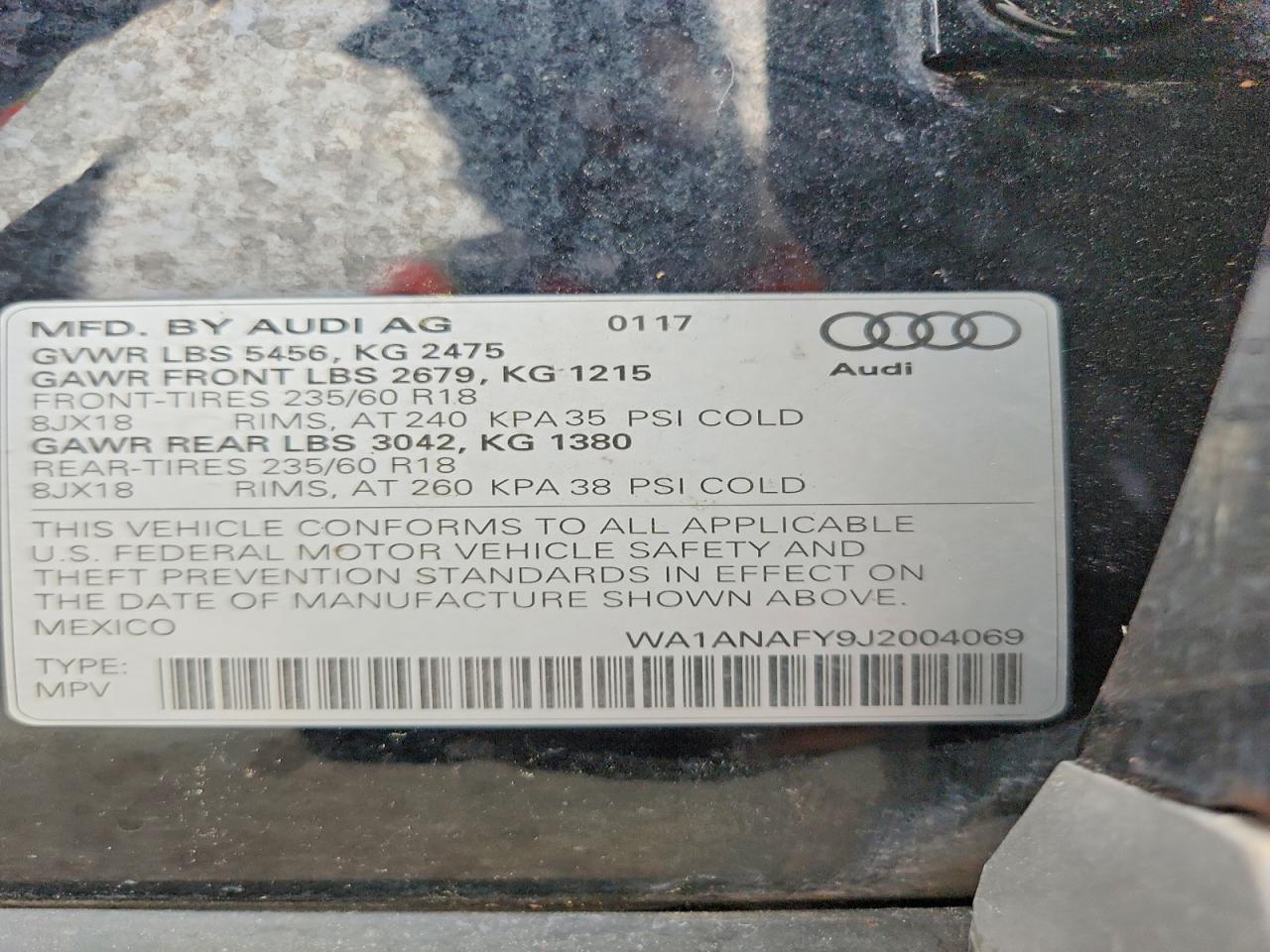 2018 Audi Q5 Premium Black vin: WA1ANAFY9J2004069