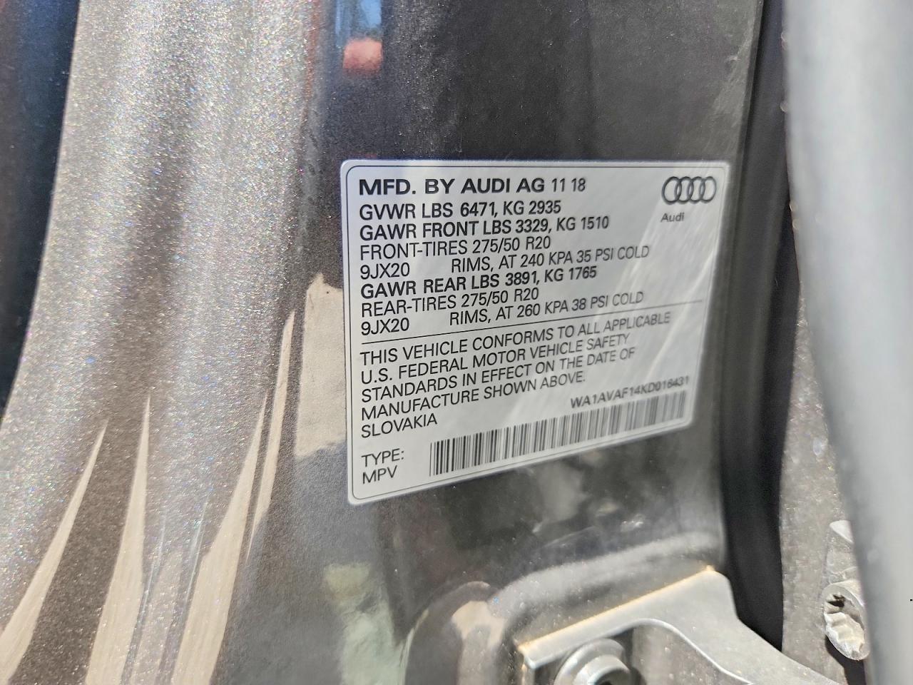 2019 Audi Q8 55 Gray vin: WA1AVAF14KD016431