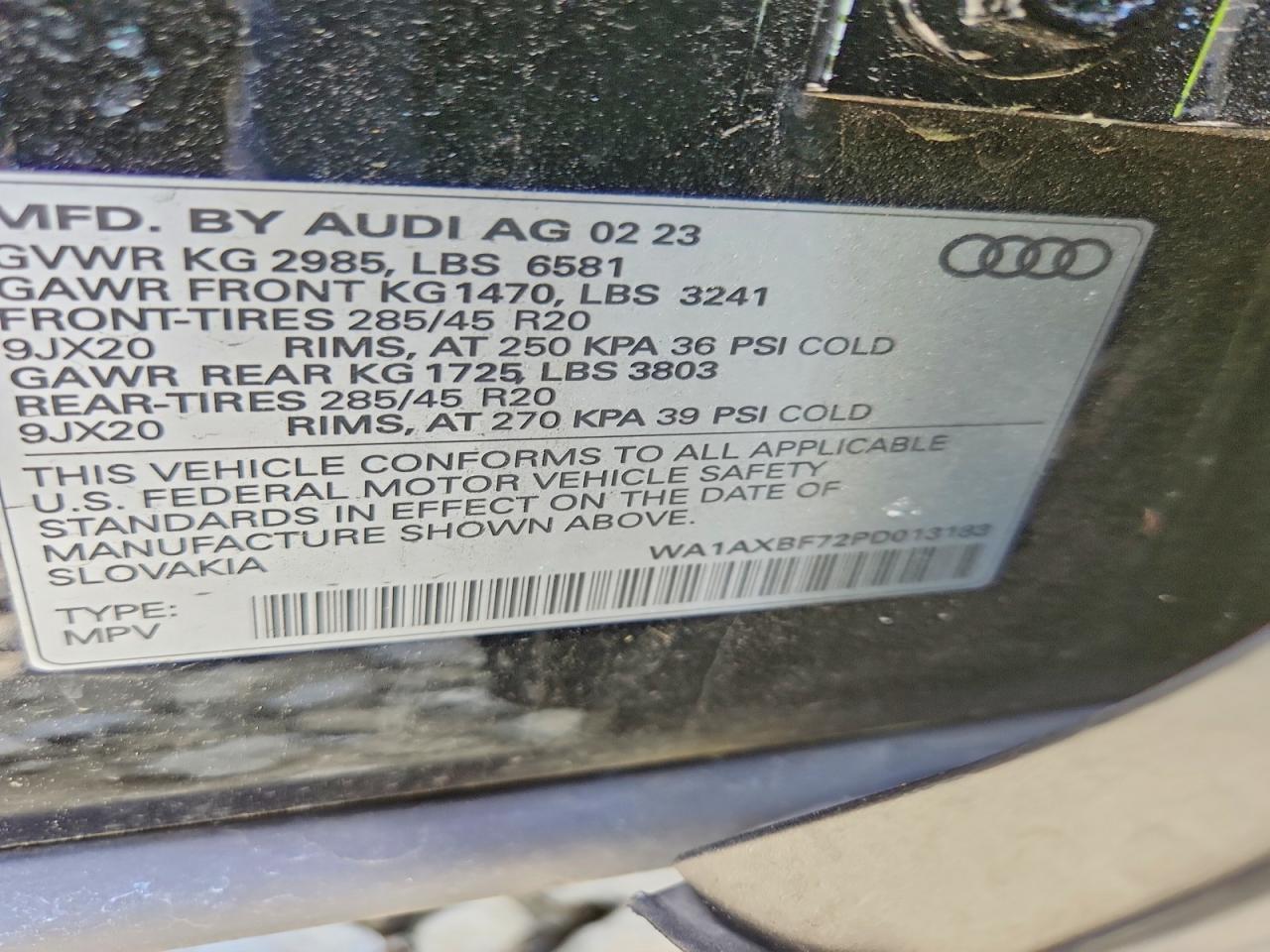 2023 Audi Q7 Premium Black vin: WA1AXBF72PD013183