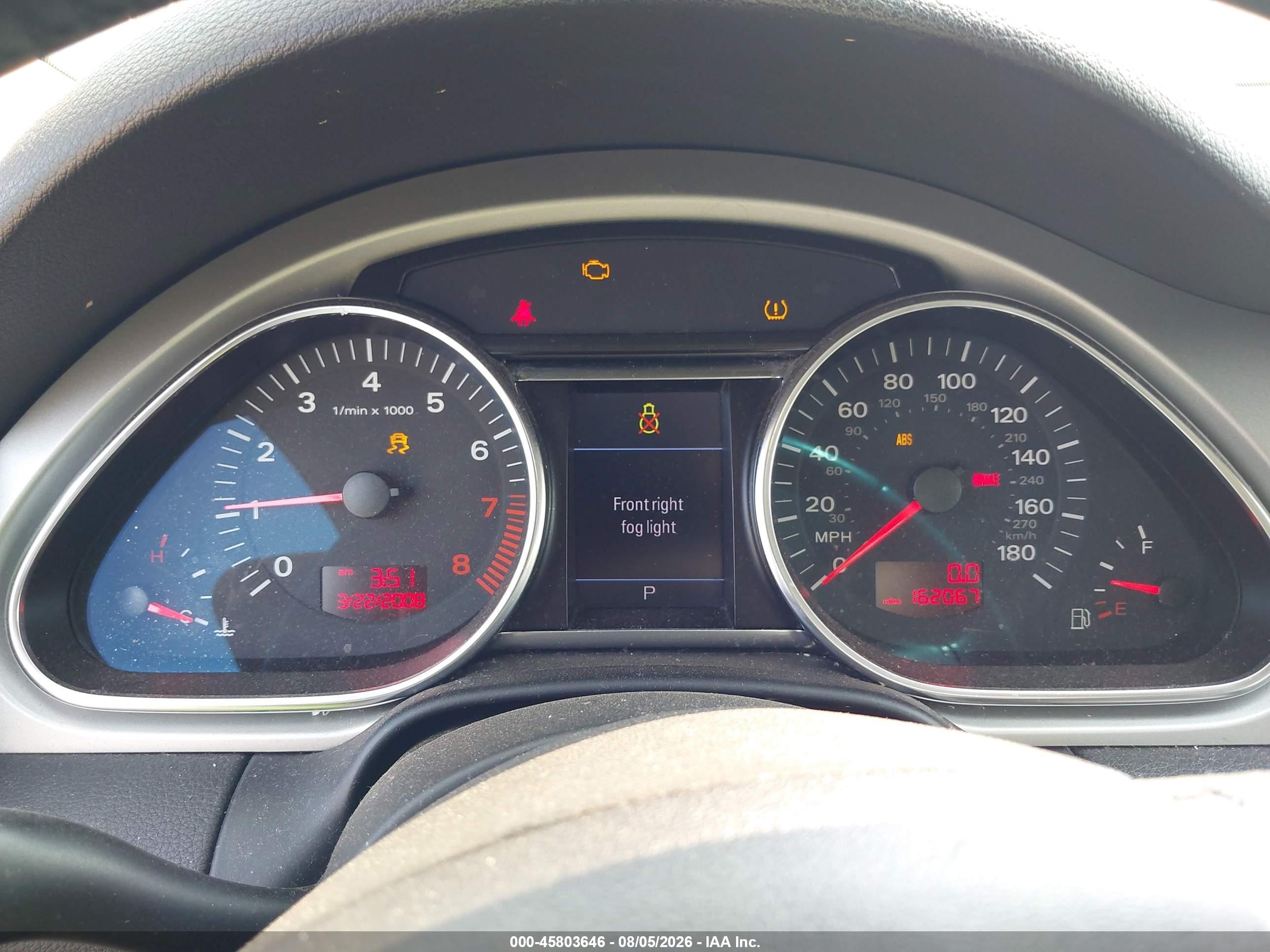 2009 Audi Q7 3.6 Silver vin: WA1AY54L69D018551