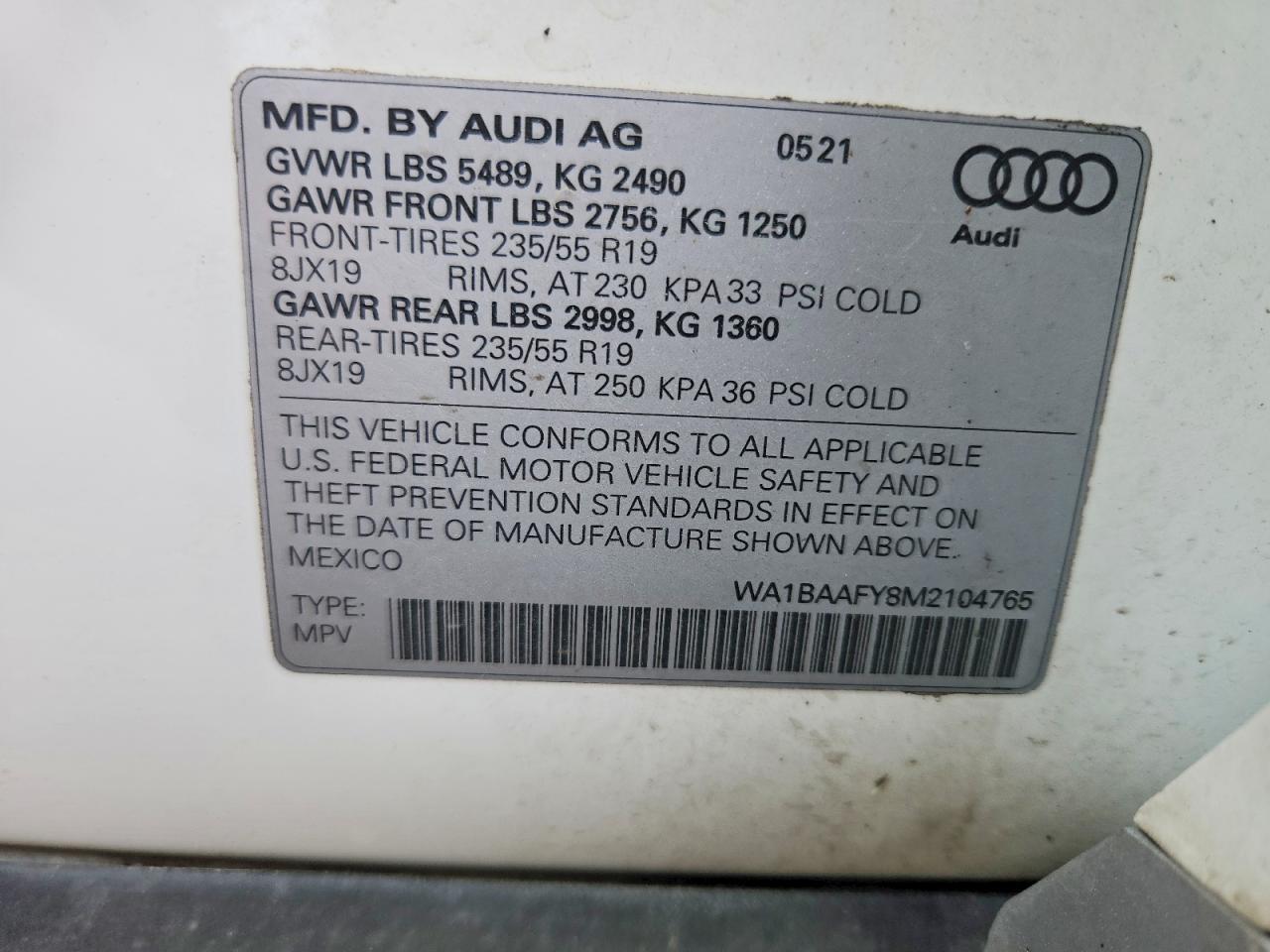 2021 Audi Q5 Premium Plus Белый vin: WA1BAAFY8M2104765