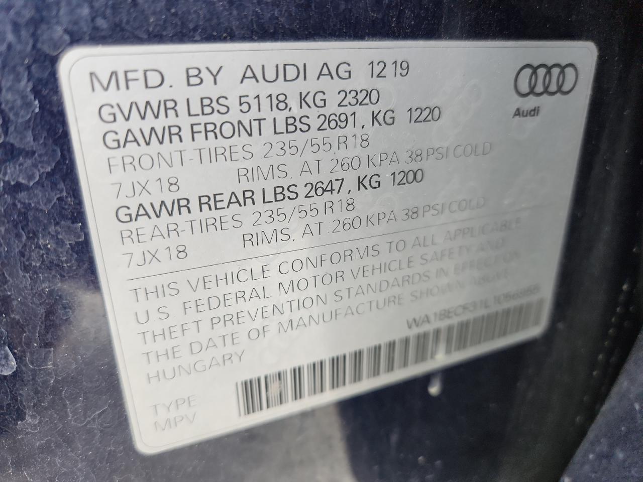 2020 Audi Q3 Premium Plus Blue vin: WA1BECF31L1056955