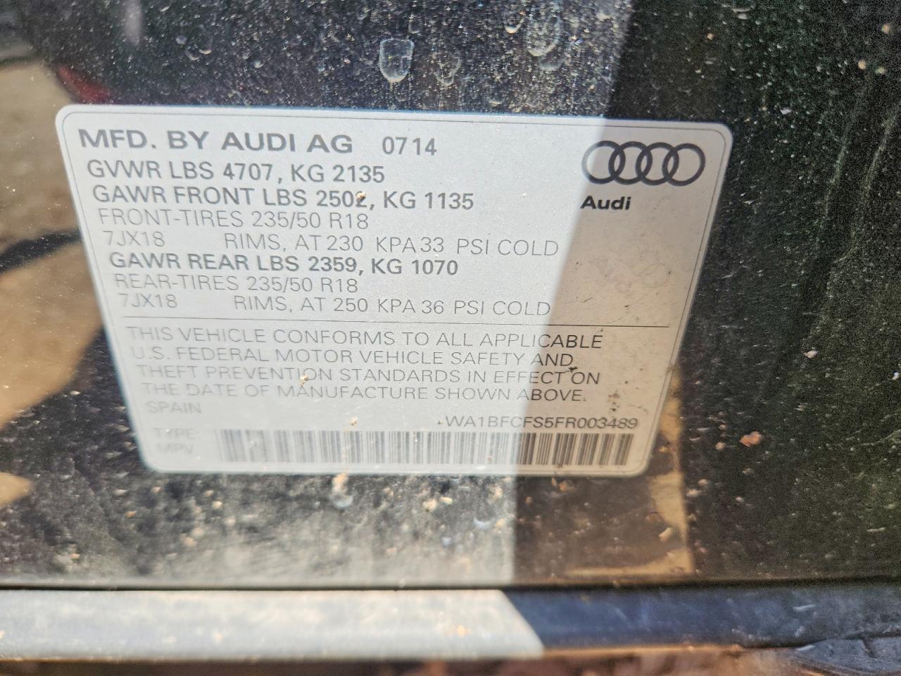 2015 Audi Q3 Premium Plus Black vin: WA1BFCFS5FR003489