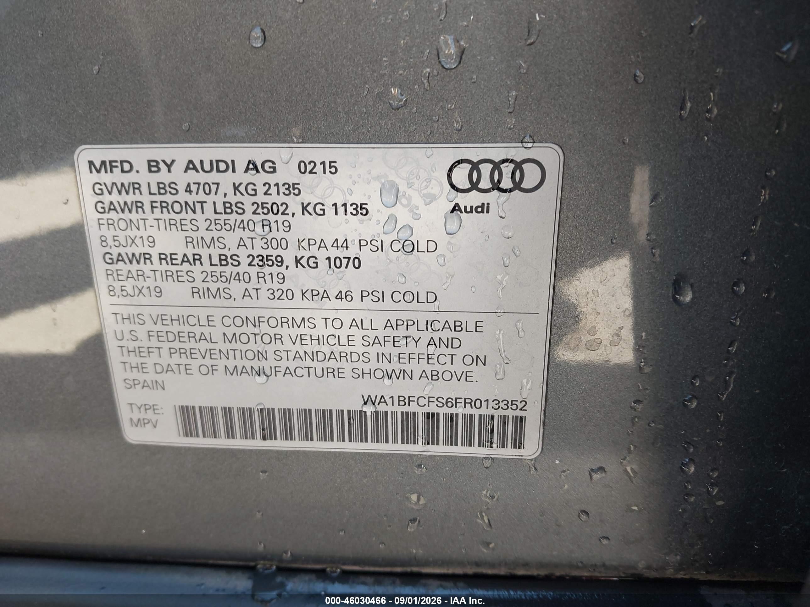 2015 Audi Q3 2.0t Premium Plus Gray vin: WA1BFCFS6FR013352