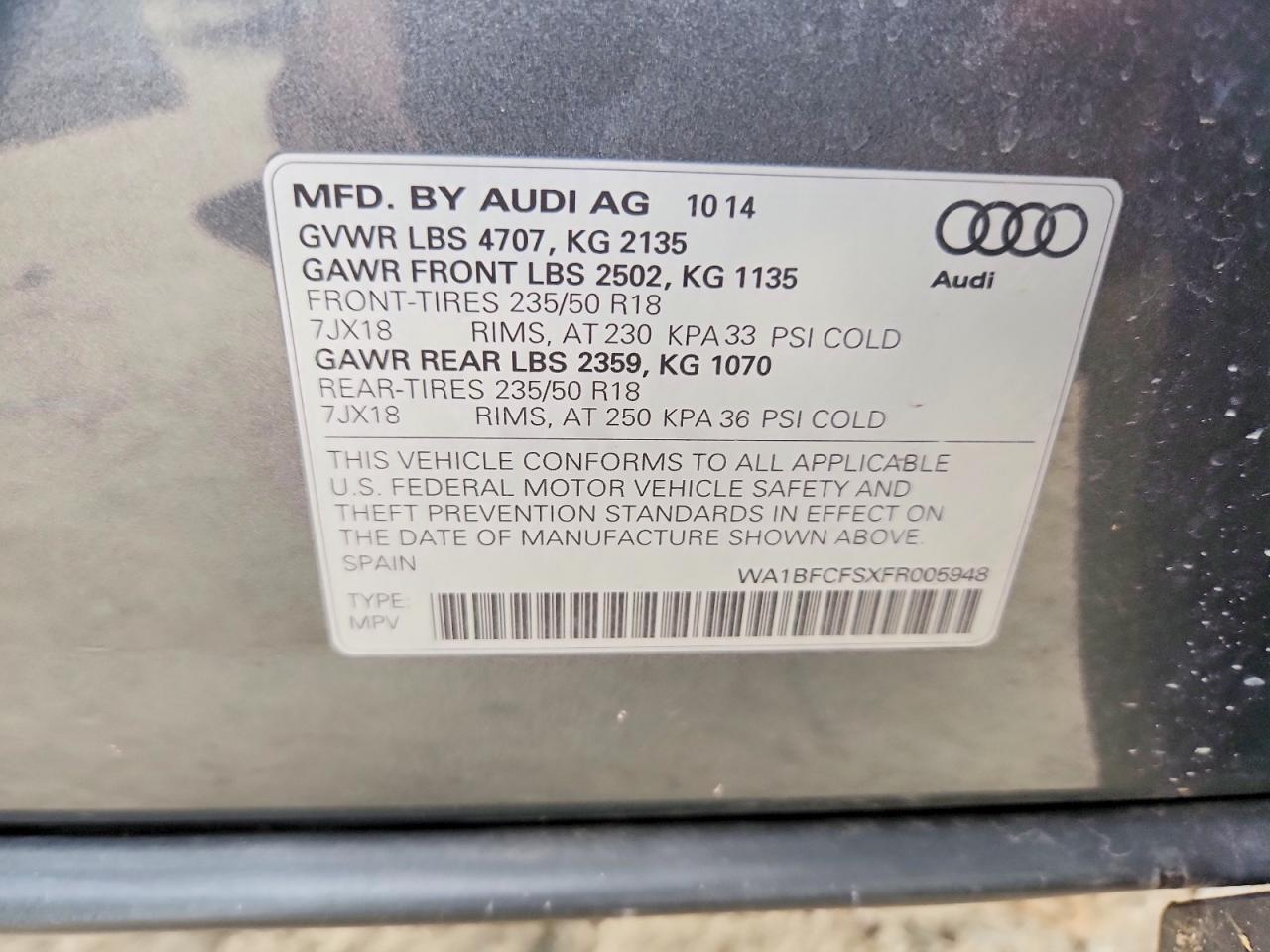2015 Audi Q3 Premium Plus Silver vin: WA1BFCFSXFR005948