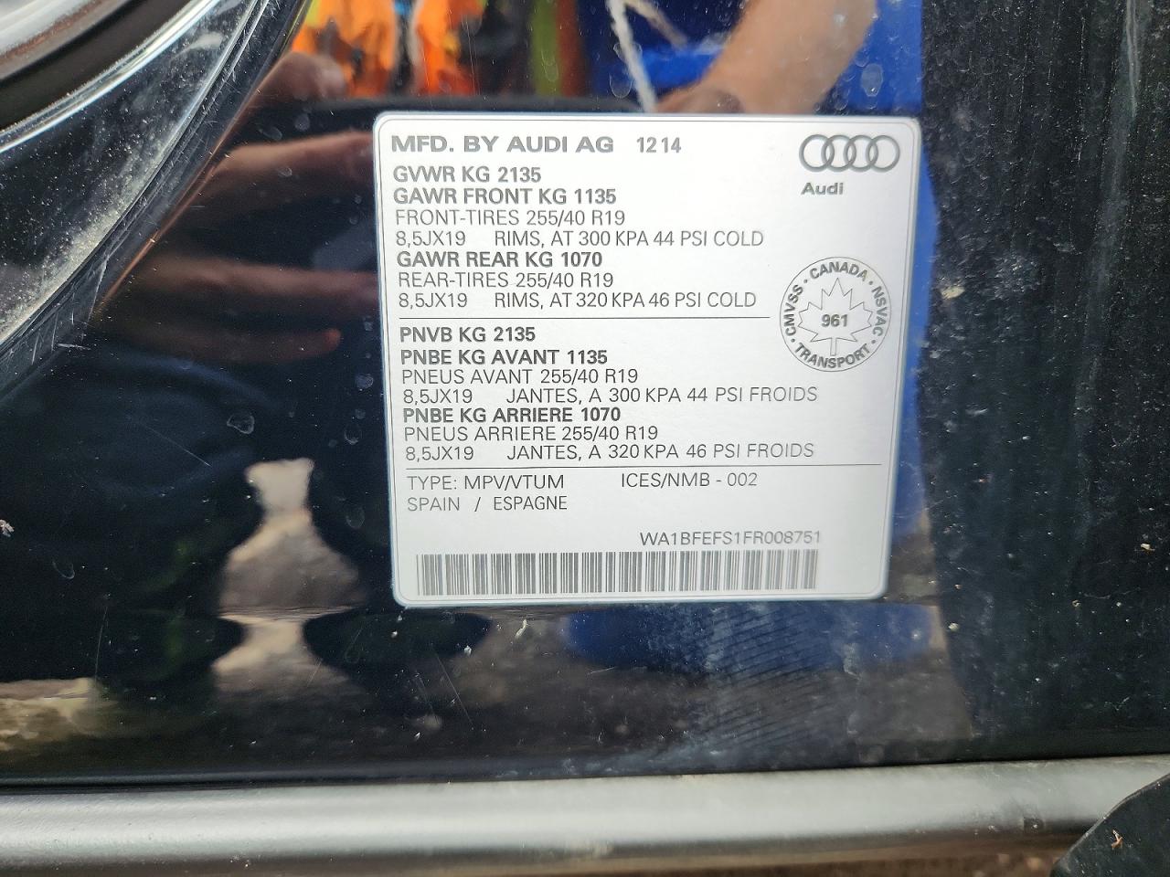 2015 Audi Q3 Premium Plus Black vin: WA1BFEFS1FR008751