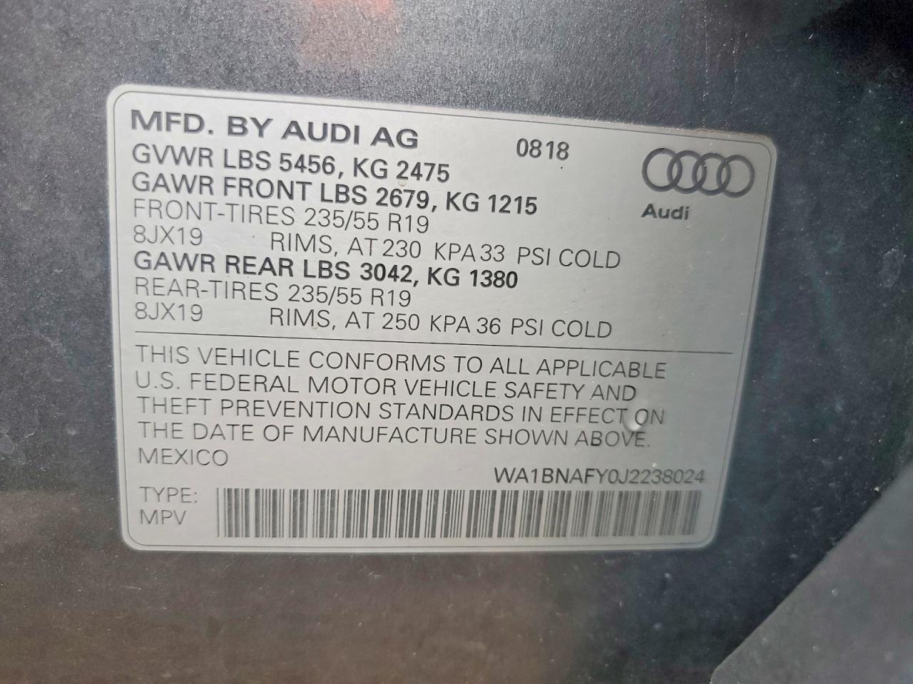 2018 Audi Q5 Premium Plus Gray vin: WA1BNAFY0J2238024