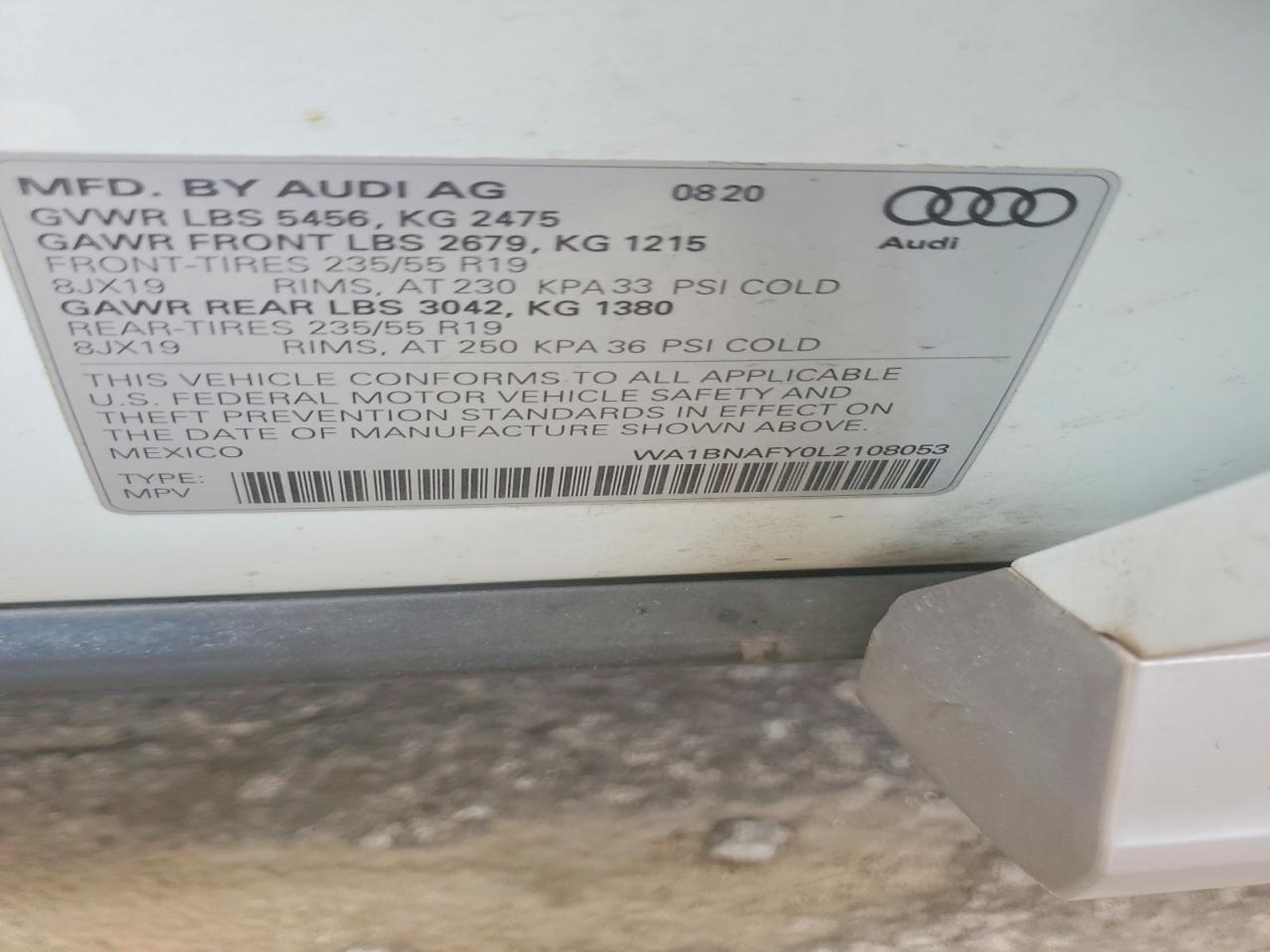 2020 Audi Q5 Premium Plus Белый vin: WA1BNAFY0L2108053
