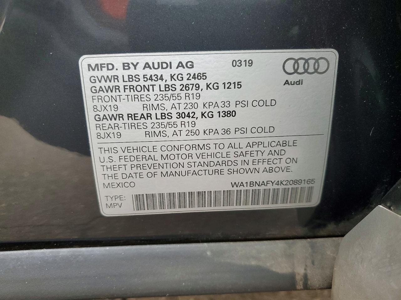 2019 Audi Q5 Premium Plus Gray vin: WA1BNAFY4K2089165