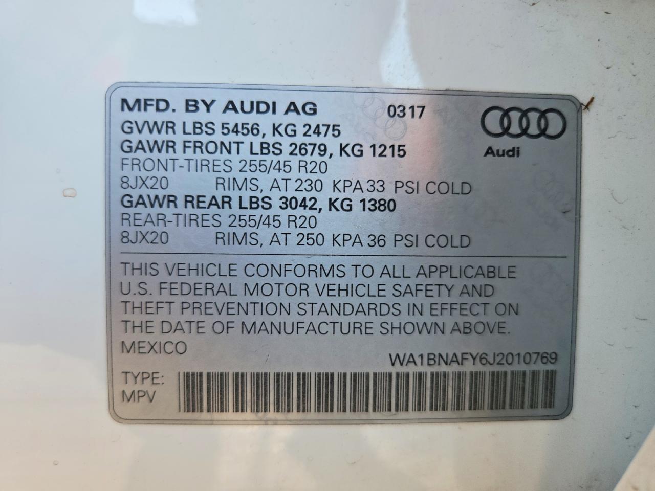 2018 Audi Q5 Premium Plus White vin: WA1BNAFY6J2010769