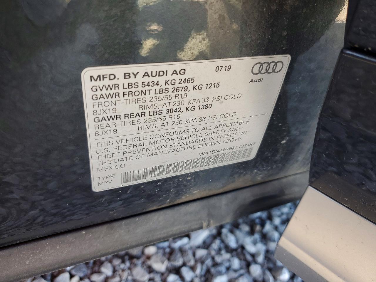2019 Audi Q5 Premium Plus Charcoal vin: WA1BNAFY6K2133487
