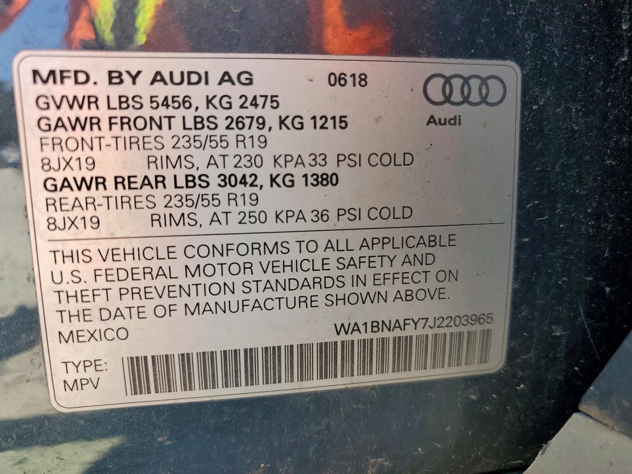 2018 Audi Q5 Blue vin: WA1BNAFY7J2203965