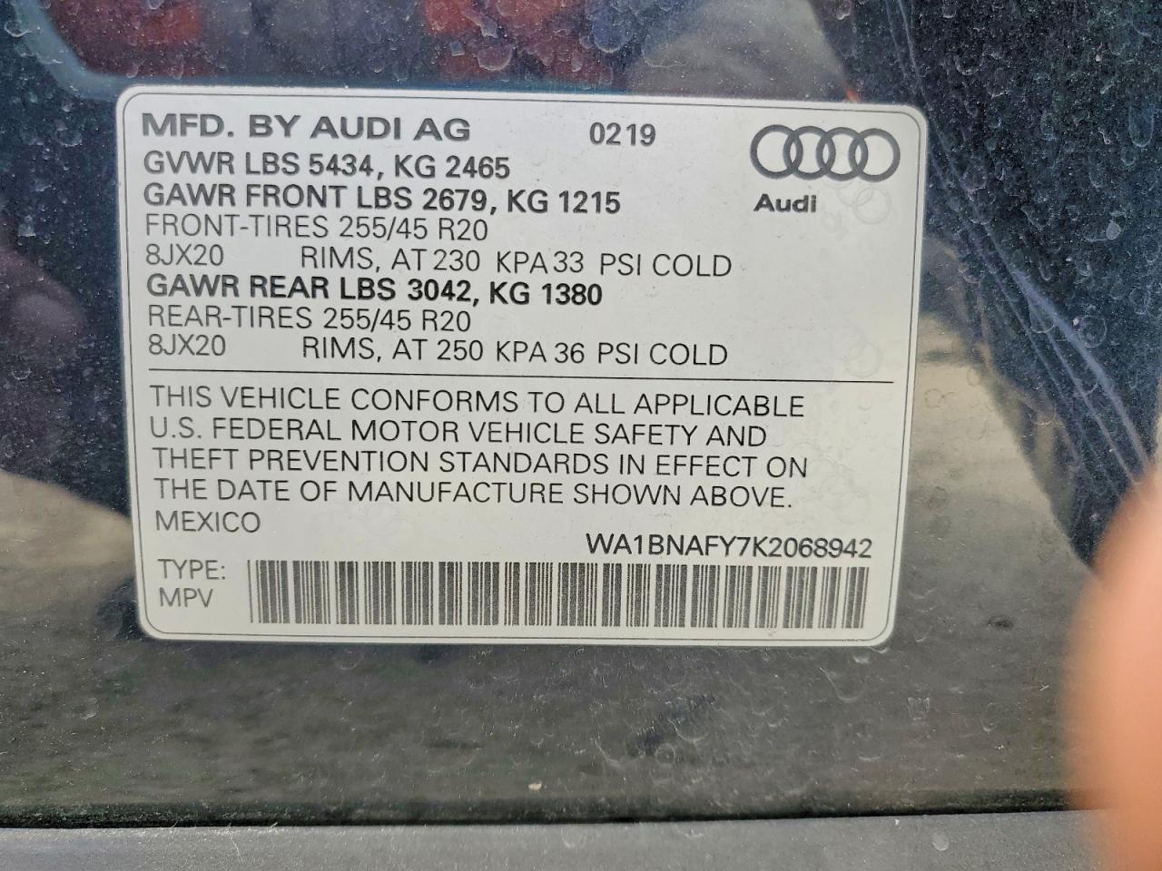 2019 Audi Q5 Premium Plus Blue vin: WA1BNAFY7K2068942