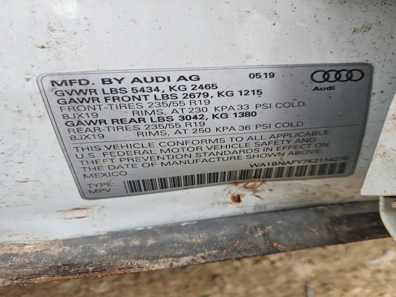 2019 Audi Q5 Premium Plus White vin: WA1BNAFY7K2114270