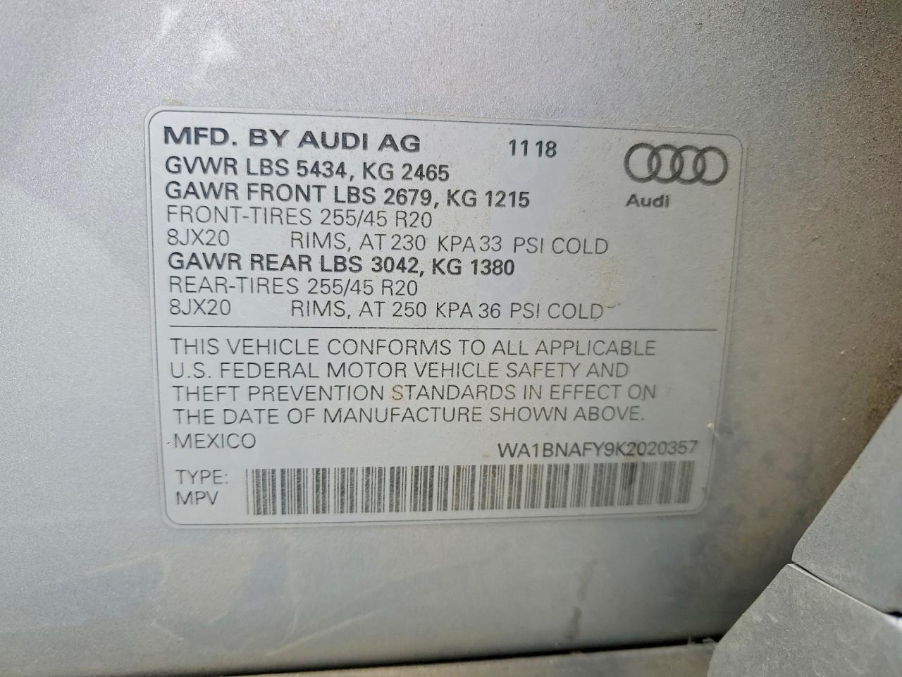 2019 Audi Q5 Premium Plus Silver vin: WA1BNAFY9K2020357