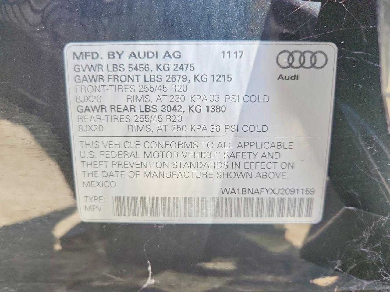2018 Audi Q5 Premium Plus Gray vin: WA1BNAFYXJ2091159