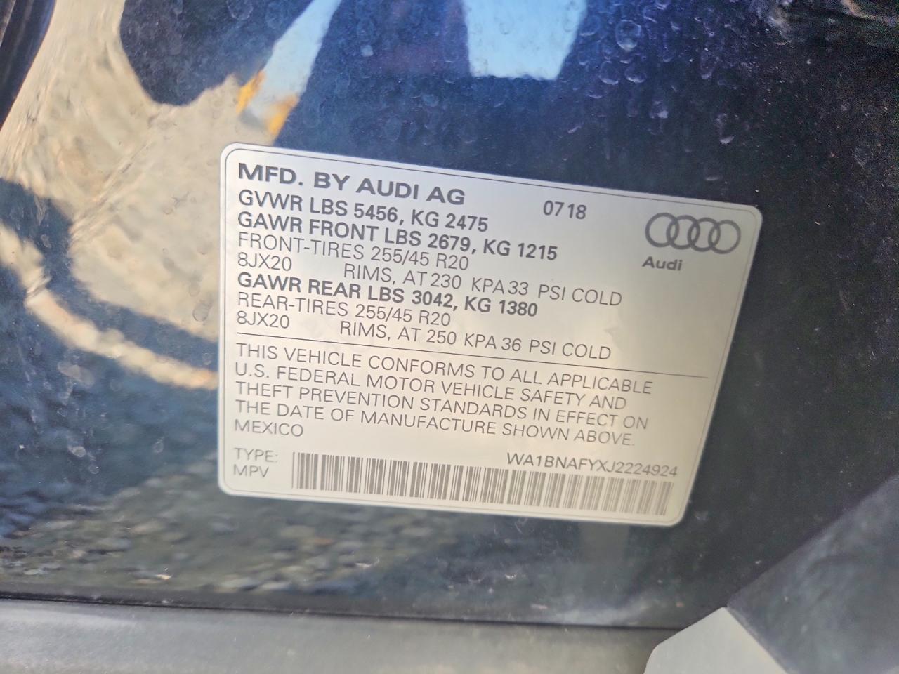 2018 Audi Q5 Premium Plus Black vin: WA1BNAFYXJ2224924