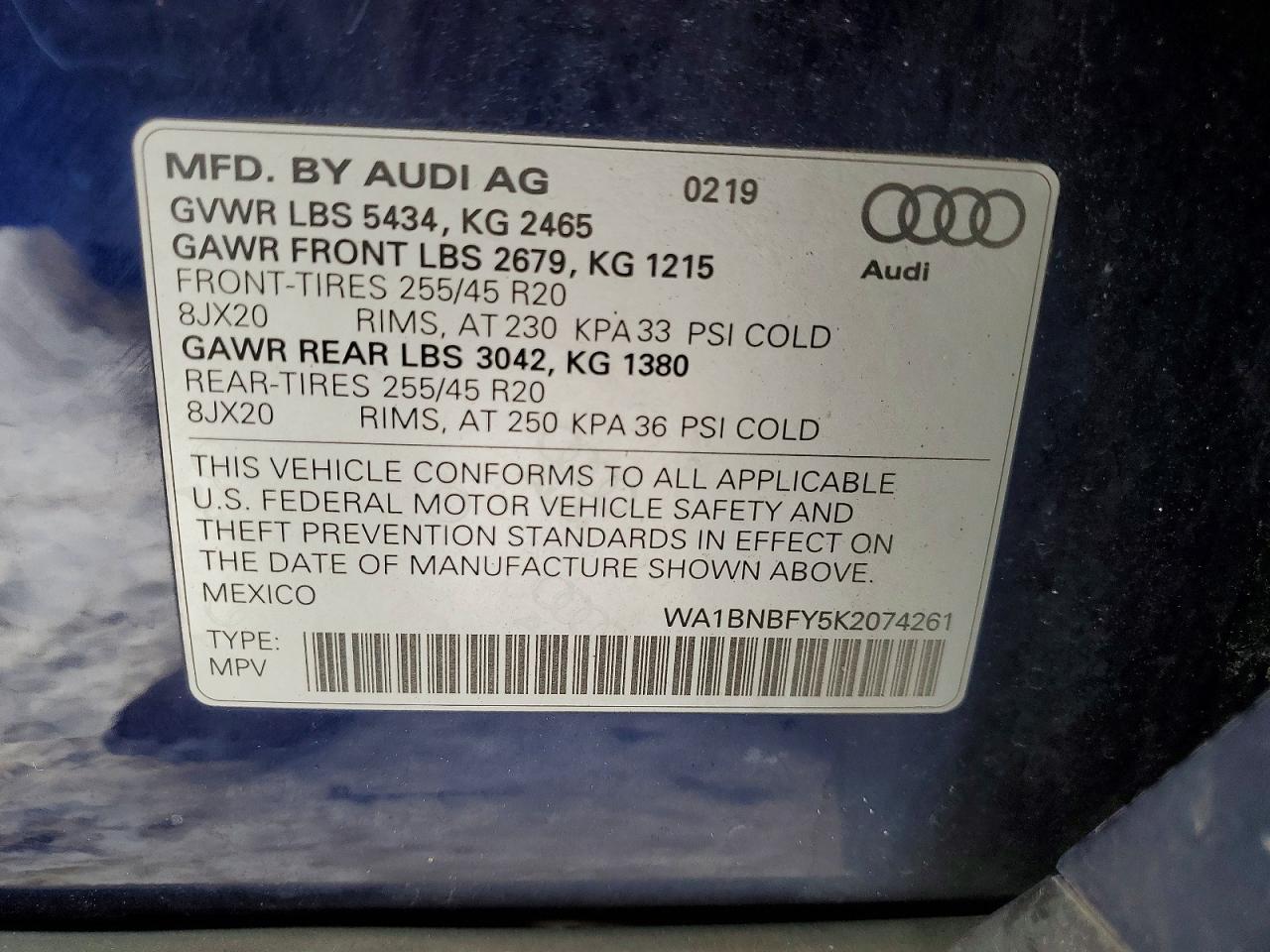2019 Audi Q5 Premium Plus Blue vin: WA1BNBFY5K2074261