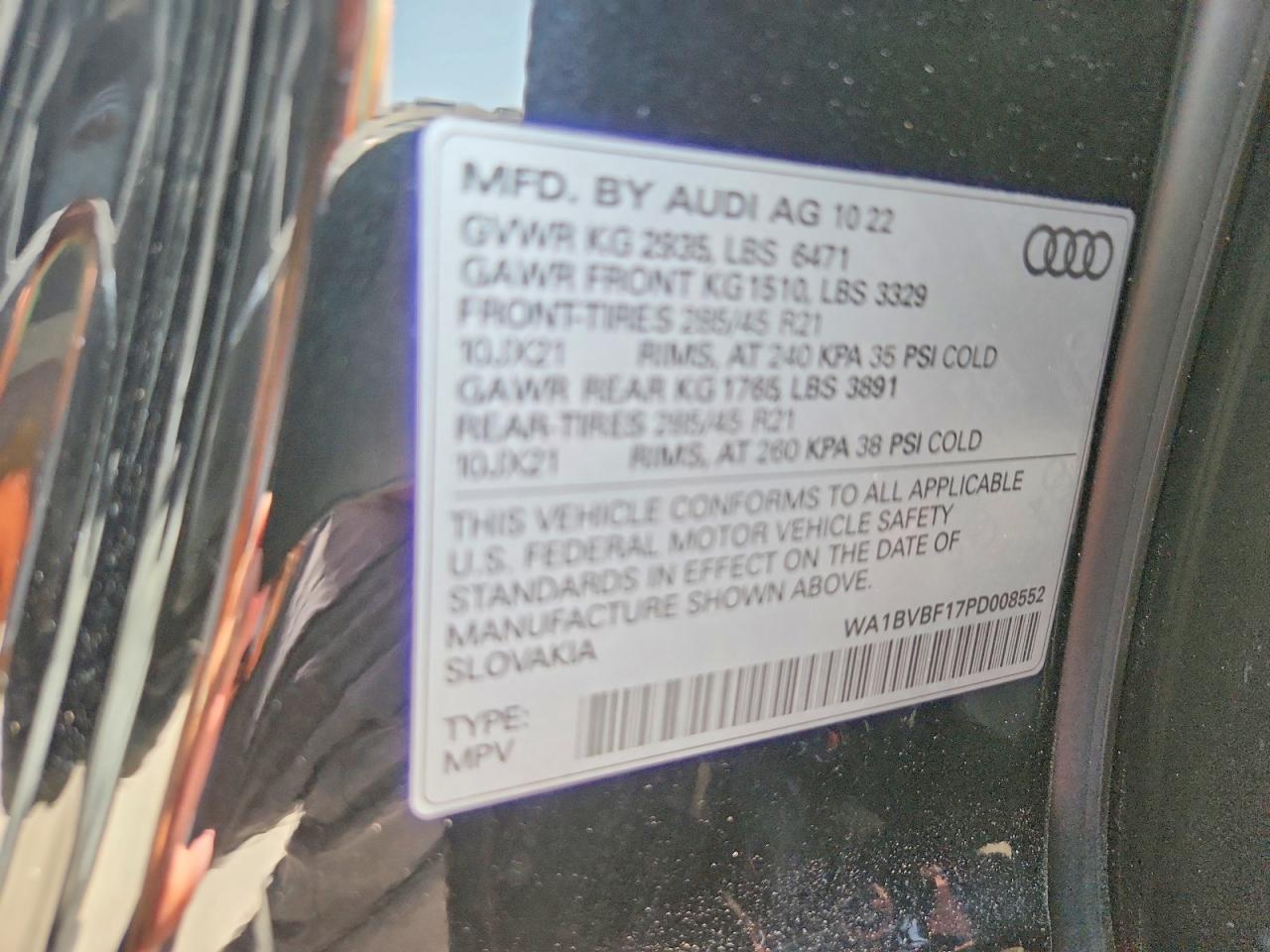 2023 Audi Q8 Premium Plus Черный vin: WA1BVBF17PD008552