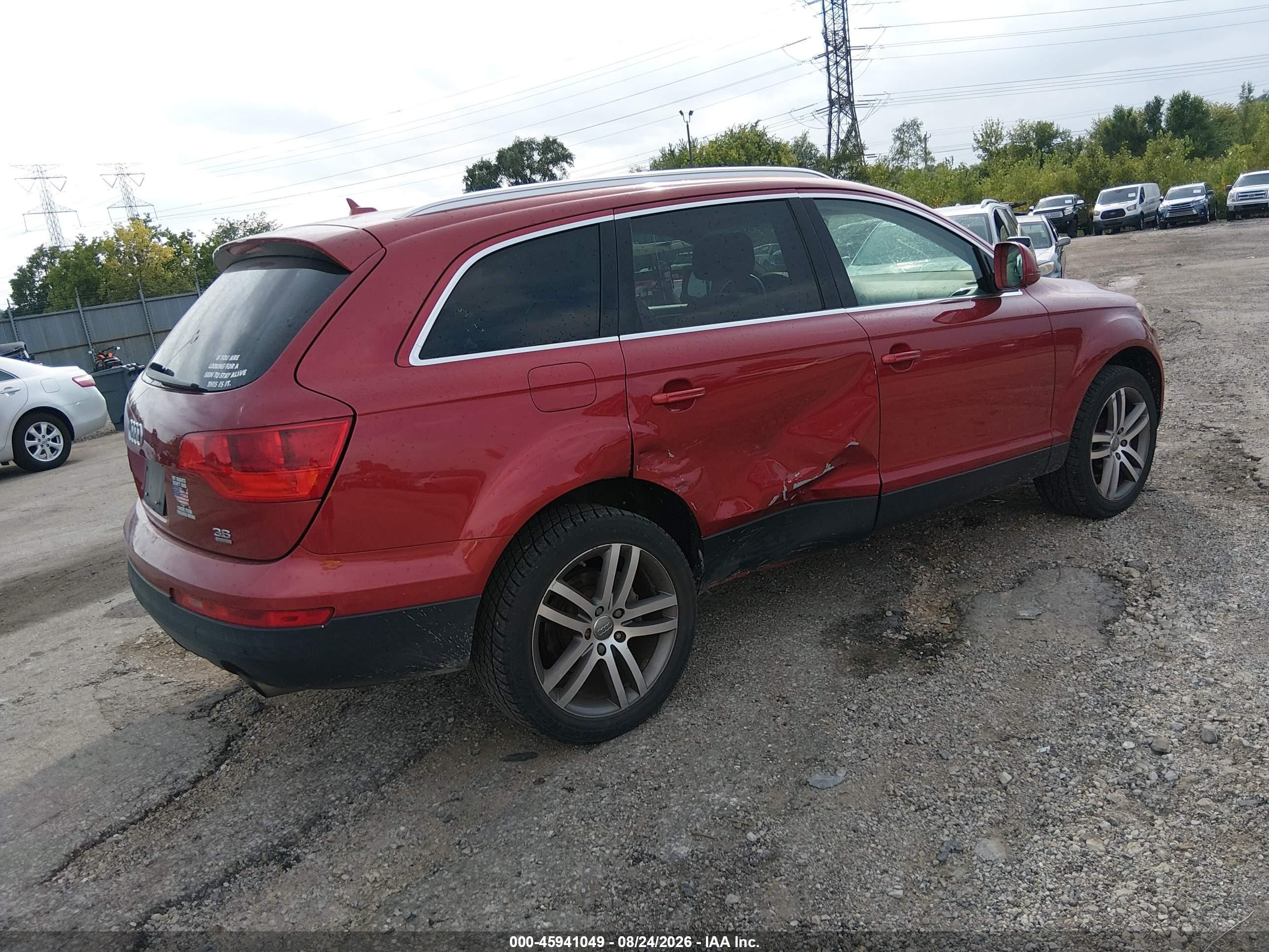 2008 Audi Q7 3.6 Premium Red vin: WA1BY74LX8D045279