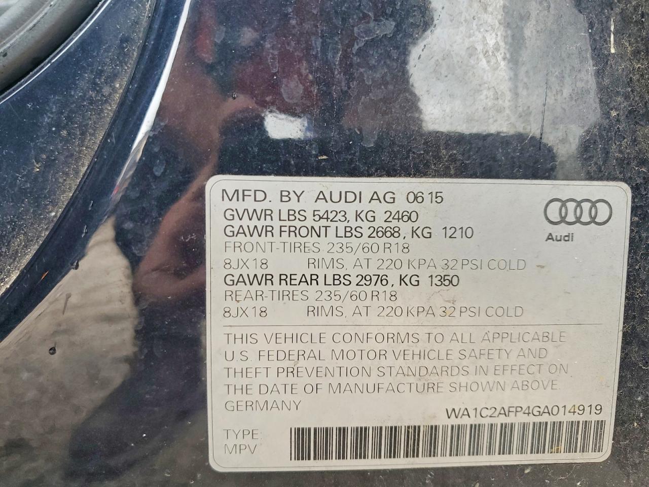 2016 Audi Q5 Premium Blue vin: WA1C2AFP4GA014919