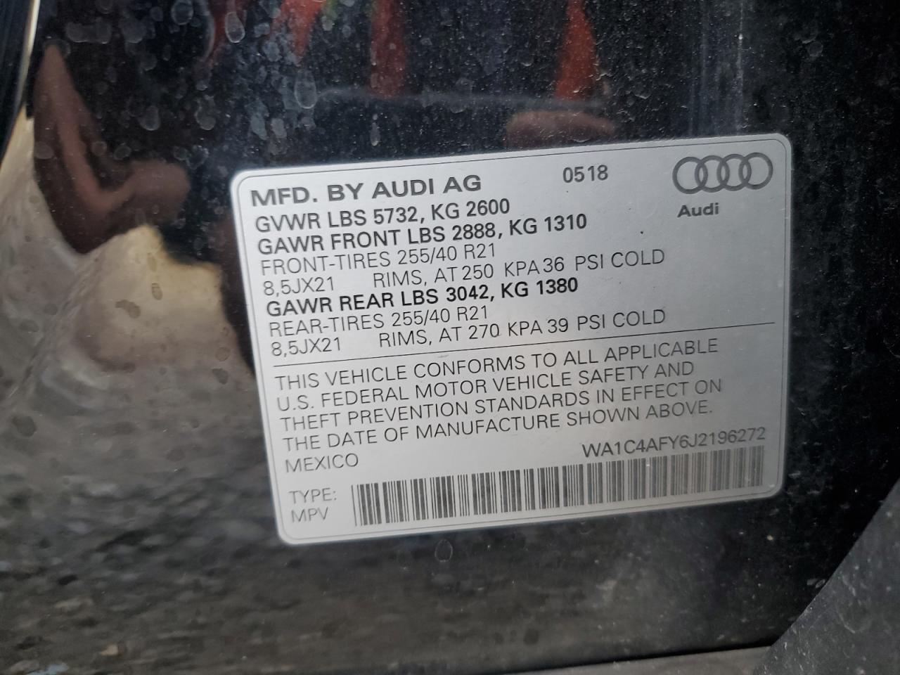 2018 Audi Sq5 Prestige Black vin: WA1C4AFY6J2196272